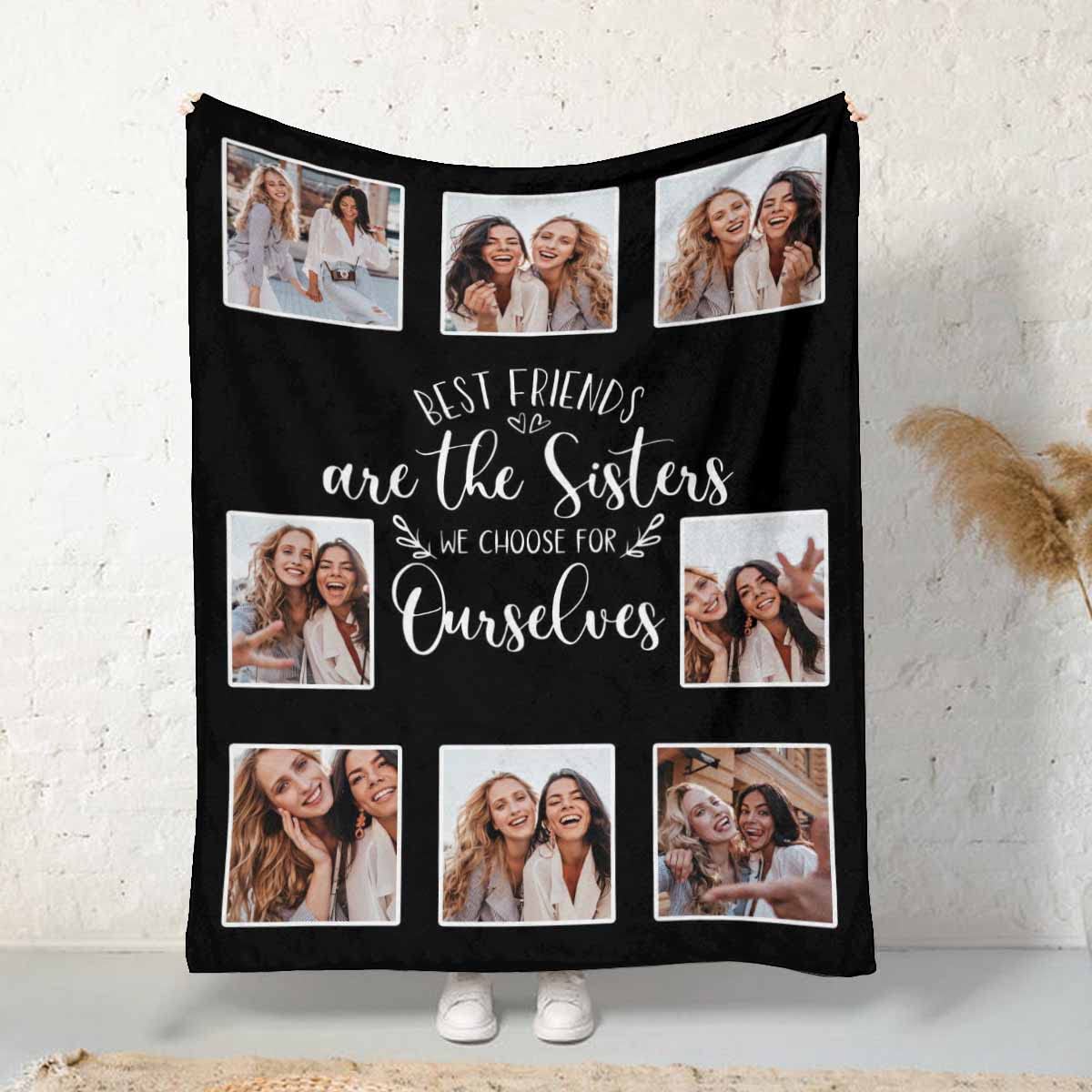 MyPupSocks Custom Best Friend Picture Blanket - Personalized Friendship Throw for BFF Sister, 30x40 - Perfect Birthday Gift for Women, Ideal for Cozy Nights, Movie Marathons, and Bedroom Decor