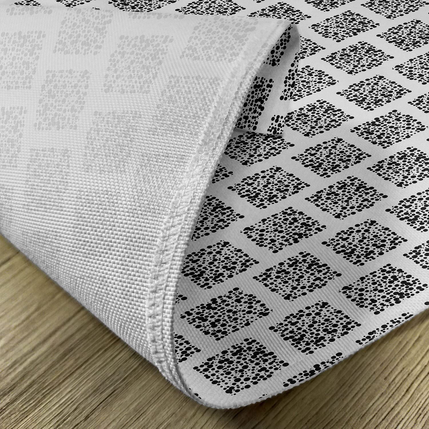 Ambesonne Abstract Place Mats Set of 4 - Square Doodle Dots Retro Halftone Design Washable Fabric for Dining Table & Kitchen Decor in Black & Coconut - Perfect for Dinner Parties, Holiday Gatherings & Everyday Use