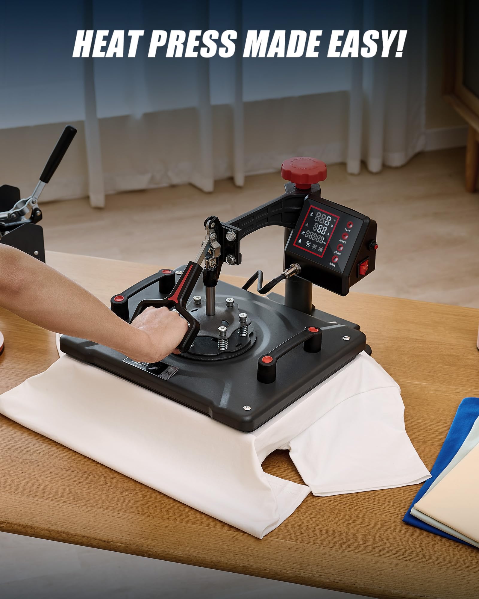 CREWORKS 8-in-1 Digital Heat Press Machine with 360° Swivel & Dual Control - 30X38CM Sublimation Heat Press for T-Shirts, Mugs, Hats, Plates, Caps - Perfect for DIY Crafts, Custom Apparel & Small Business Printing