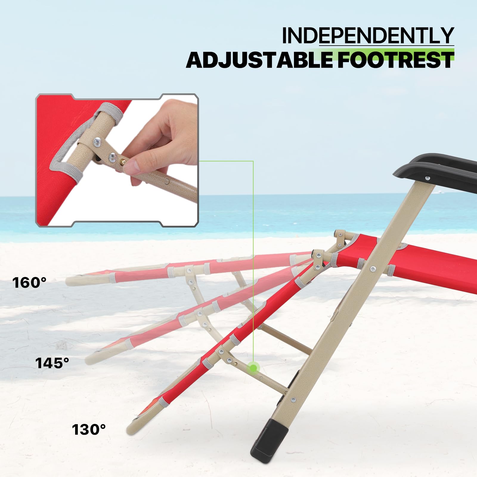 **Magshion 3-Position Folding Reclining Patio Chair – Portable Outdoor Chaise Lounge for Pool, Backyard & Beach – Supports 300 lbs (Red) – Perfect for Sunbathing, Relaxing & Lounging**