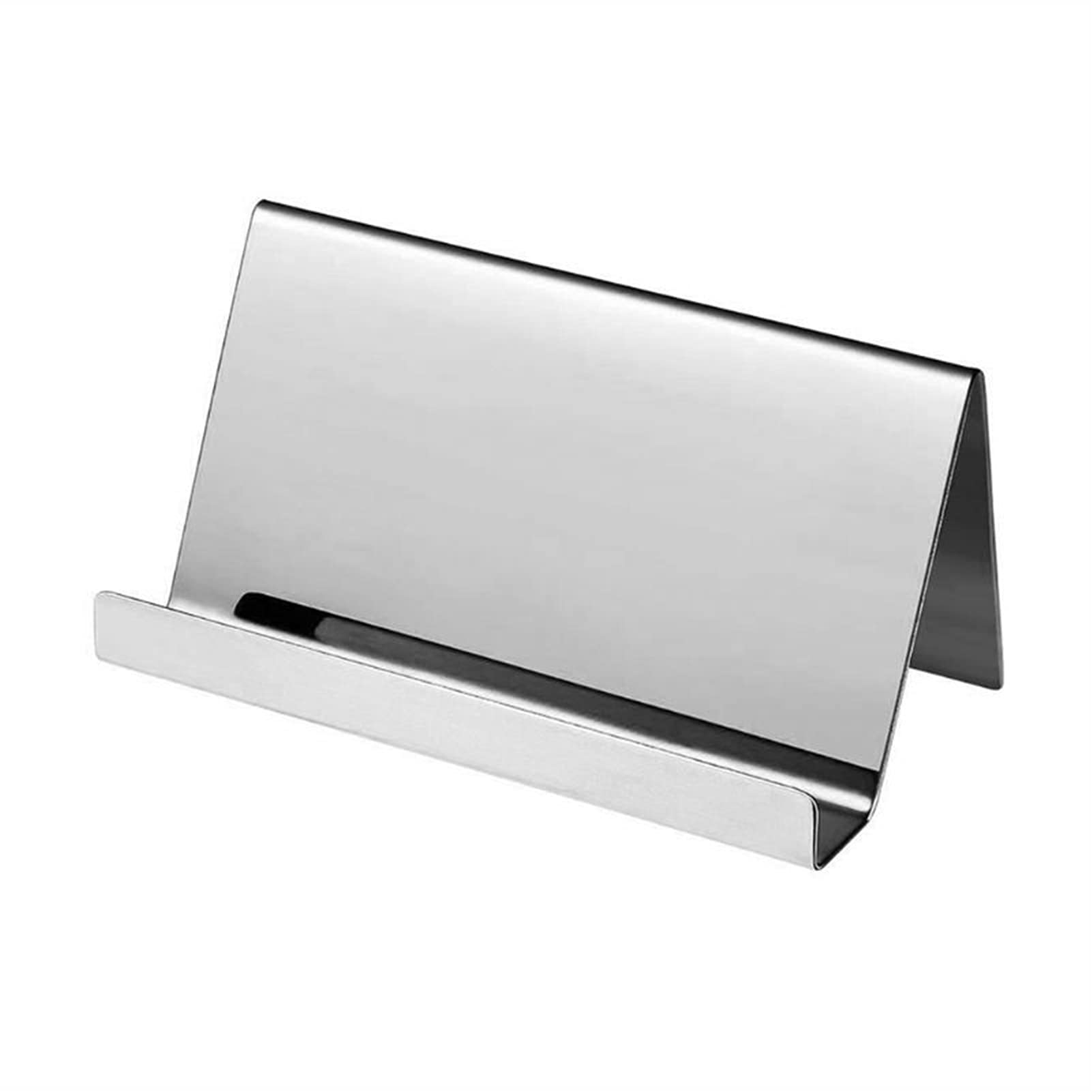 Premium Stainless Steel Business Card Holder - Elegant Desktop Name Card Display Stand & Organizer (Silver & Gold) - Perfect for Office, Meetings & Networking Events