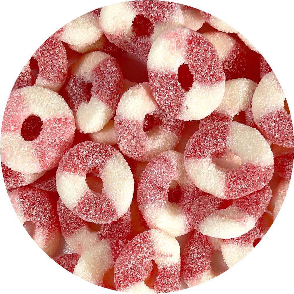 Kustomkids Sour Strawberry Rings Candy - 2.2lb Bulk Bag - Sweet & Tangy Treats for Kids, Parties, Movie Nights & Snacking
