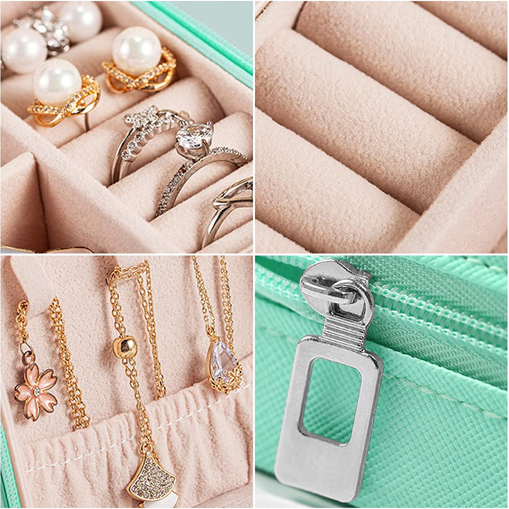 Elegant Blue Jewelry Box for Women - Portable Travel Jewelry Organizer for Rings, Earrings & Necklaces - Perfect for Home Storage, Travel & Gift Giving