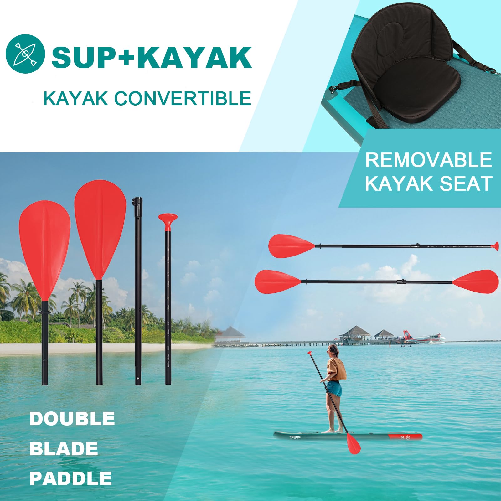 Premium Inflatable Stand Up Paddle Board SUP Kit for Adults - Includes Adjustable Paddle, Backpack & Pump | Perfect for Yoga, Fishing & Ocean Adventures