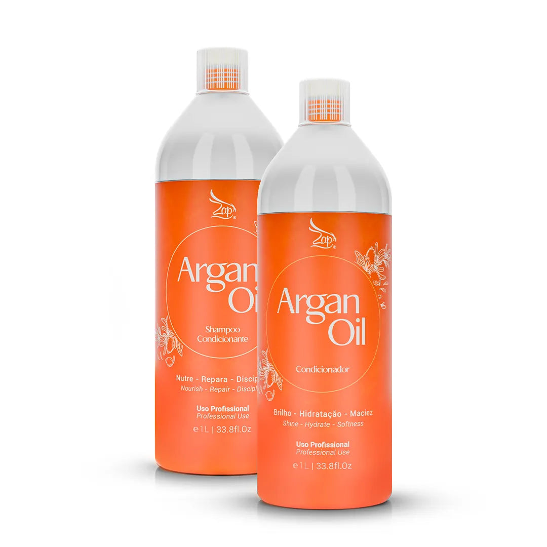 Pure Organic Argan Oil Lavatory Kit - 2x1L Bottles by Zap Cosmetics | Hydrating Hair & Skin Care for Bathroom & Spa Use