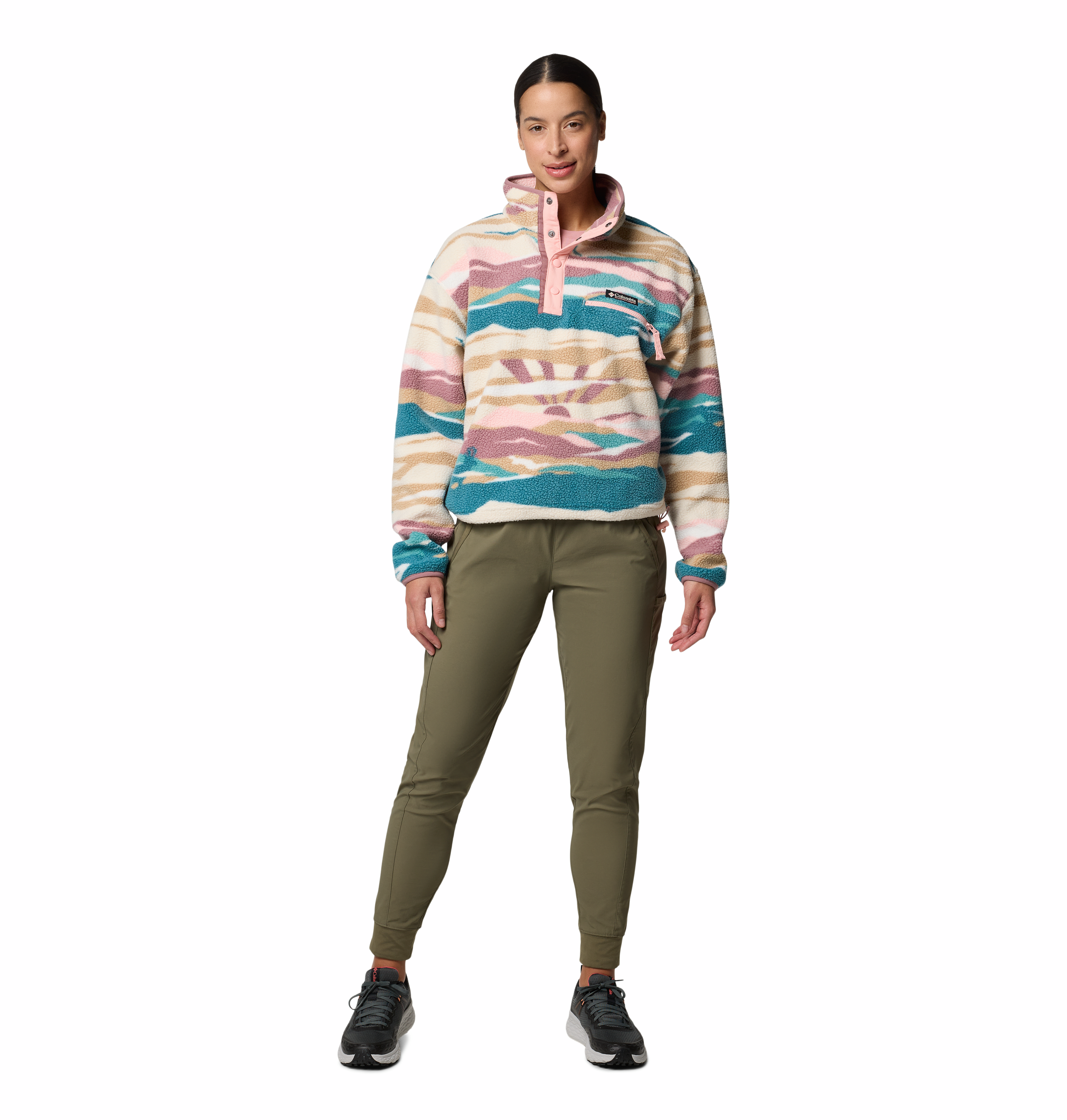 Columbia Helvetia™ II Printed Cropped Half Snap Women's Shirt - Lightweight Outdoor Hiking & Travel Top for Active Lifestyles