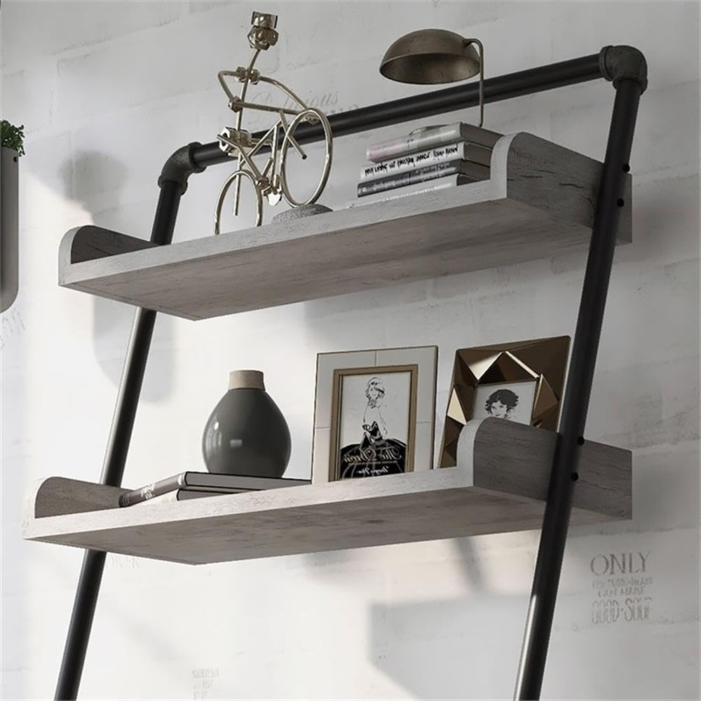 Furniture of America Karin Wood Bookshelf Set of 2 - Vintage Gray Oak Finish - Perfect for Living Room, Home Office & Library Storage