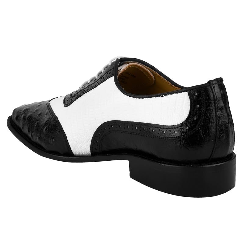 **LIBERTYZENO Men's Genuine Leather Oxford Dress Shoes - Ostrich Print Lace-Up Formal Shoes for Business & Wedding - Perfect Easter Gift for Him**    *(Use for: Office Wear, Special Occasions, Weddings, Easter Gifts, Business Events)*