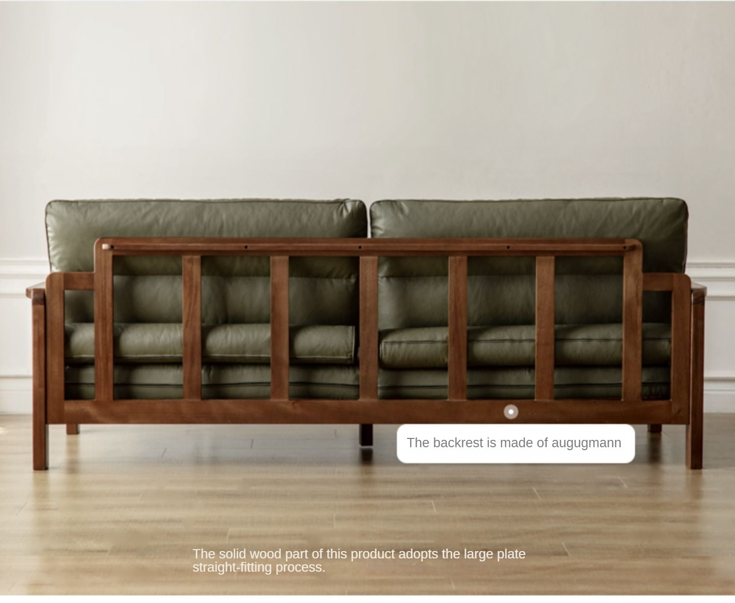 Premium Black Walnut Solid Wood Leather Sofa - Modern Luxury Living Room Furniture for Home & Office (Perfect for Lounging, Entertaining & Relaxing)