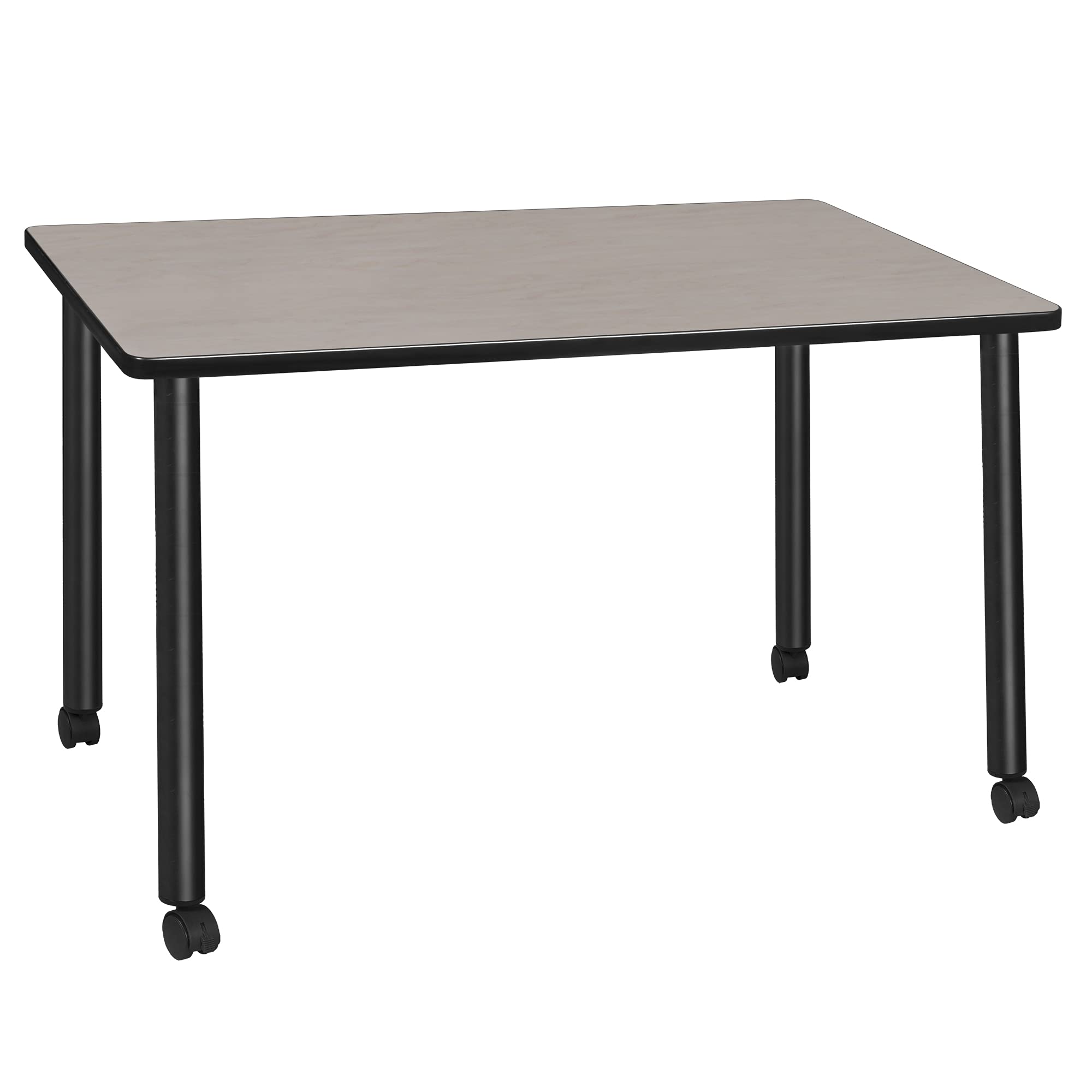 Regency Kee 66 x 24 Inch Mobile Desk with Maple Wood Top and Black Metal Legs - Perfect for Home Office, Classroom, or Studio Workspace
