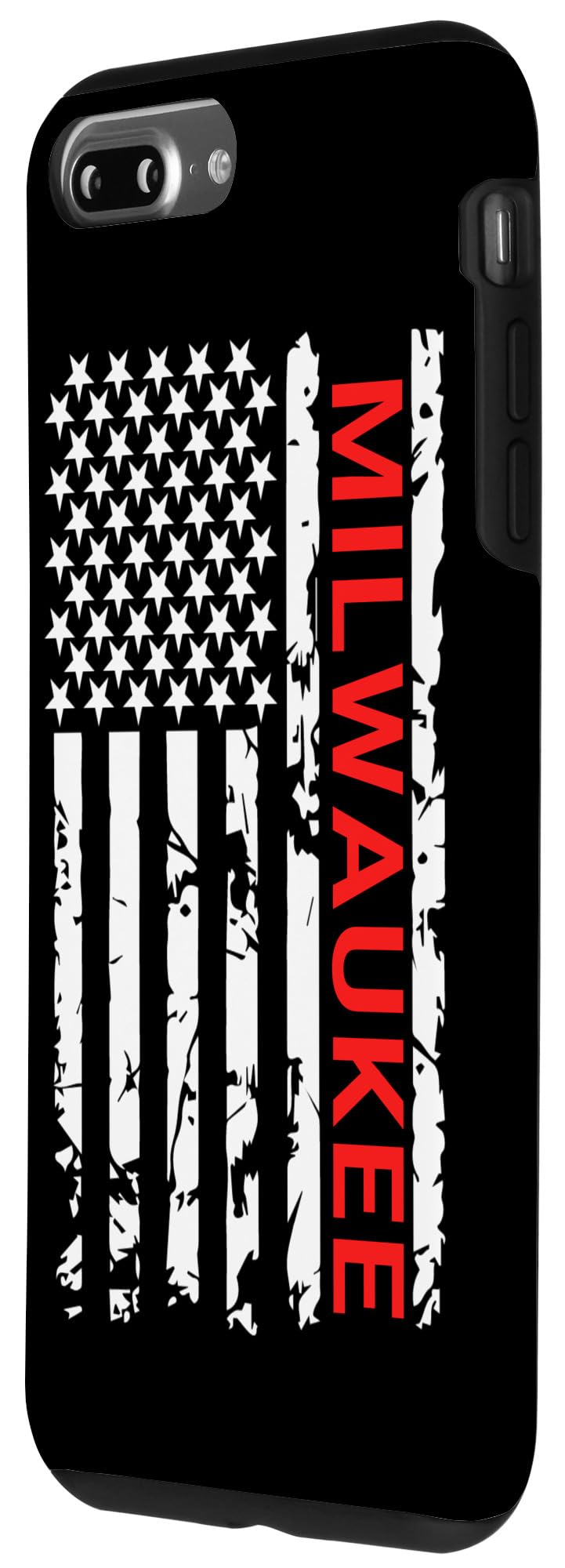 iPhone 7 Plus/8 Plus Case - Milwaukee USA Flag Design in Black & White - Durable Protective Cover for Everyday Use & Travel