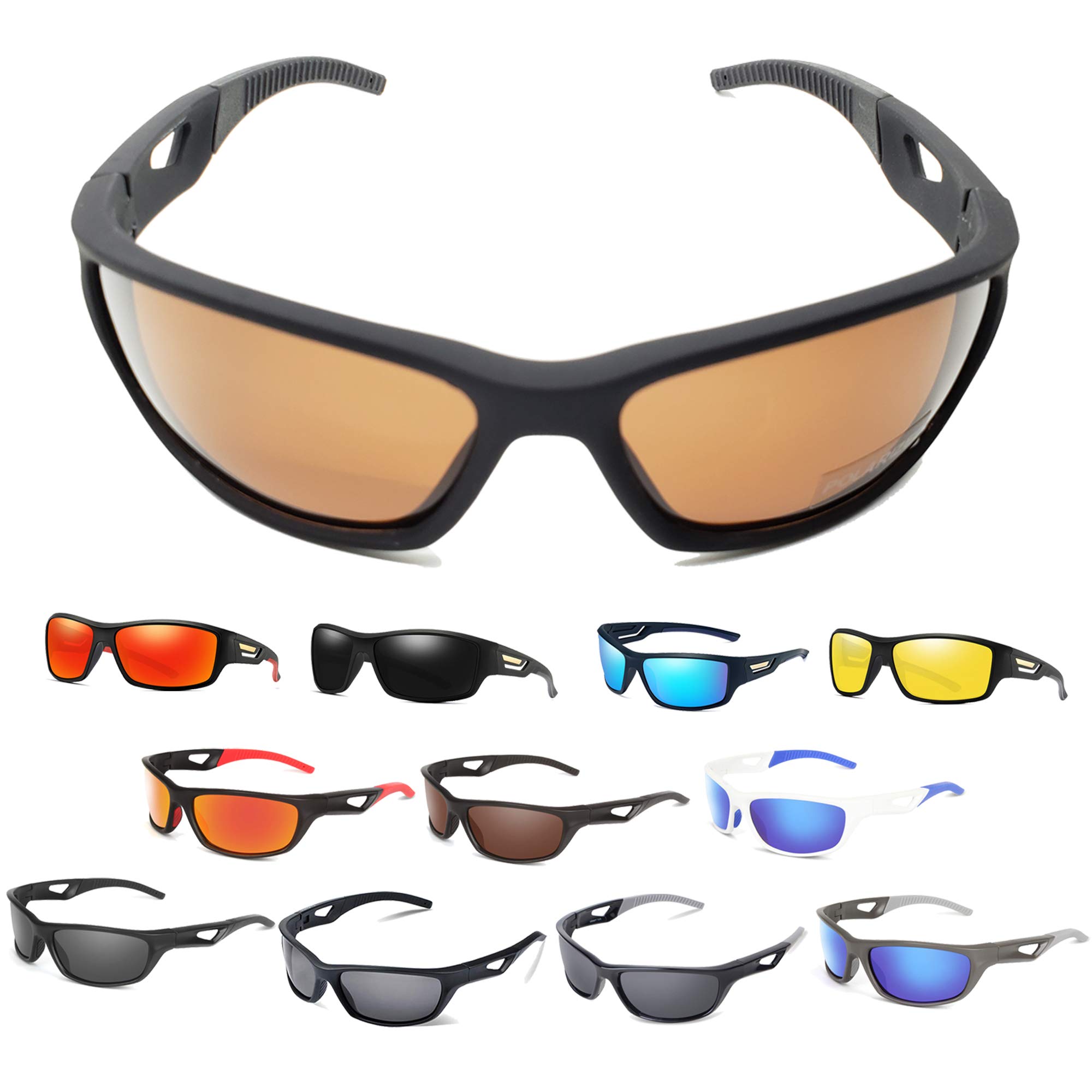 Polarized Sports Sunglasses for Men & Women - UV Protection, Shatter Resistant Cycling Glasses for Running, Hiking, Fishing & Outdoor Activities
