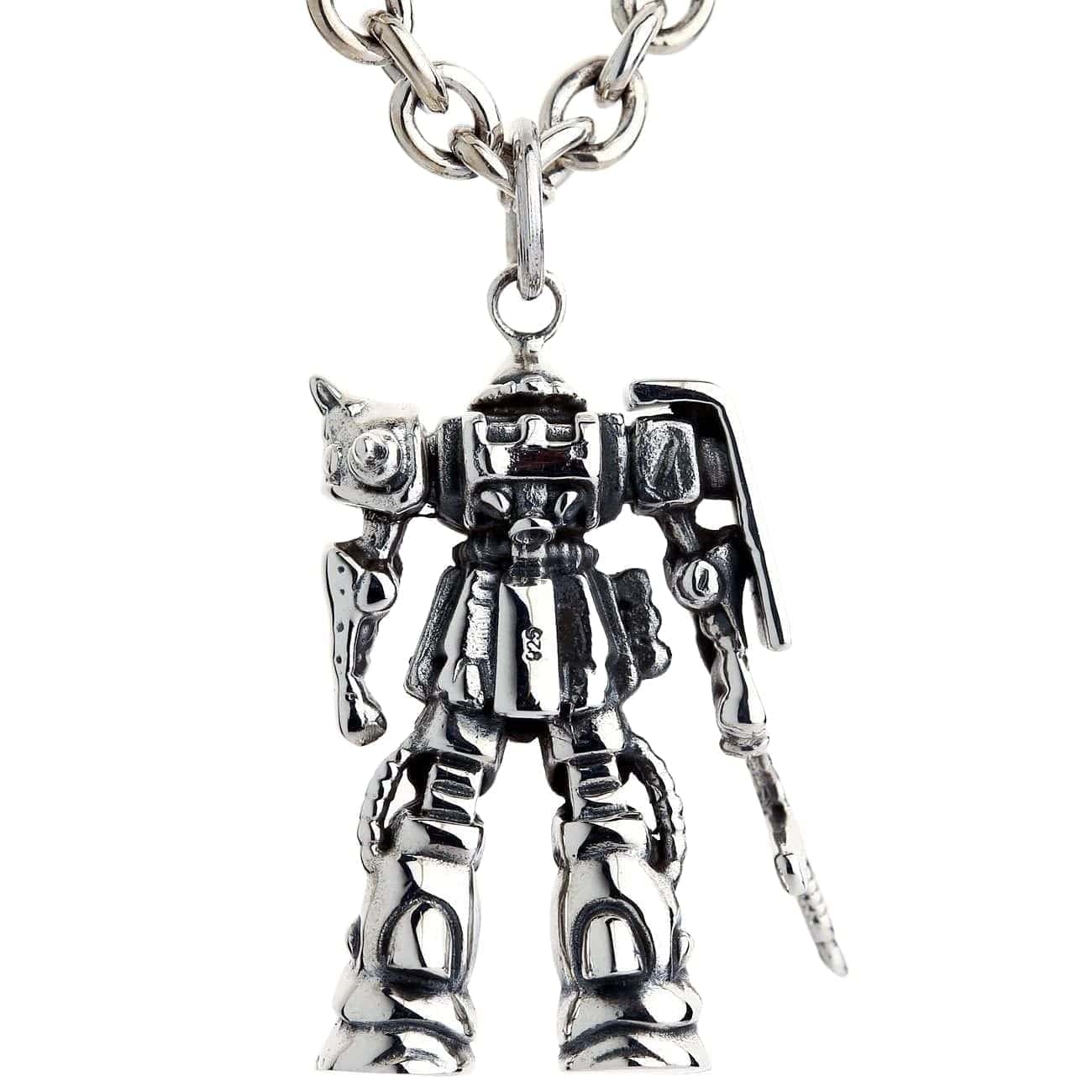 Gundam Zaku Sterling Silver Pendant Necklace for Men - Anime Robot Model Jewelry Gift for Cosplay & Sci-Fi Fans | Perfect for Collectors, Birthday & Anniversary Presents