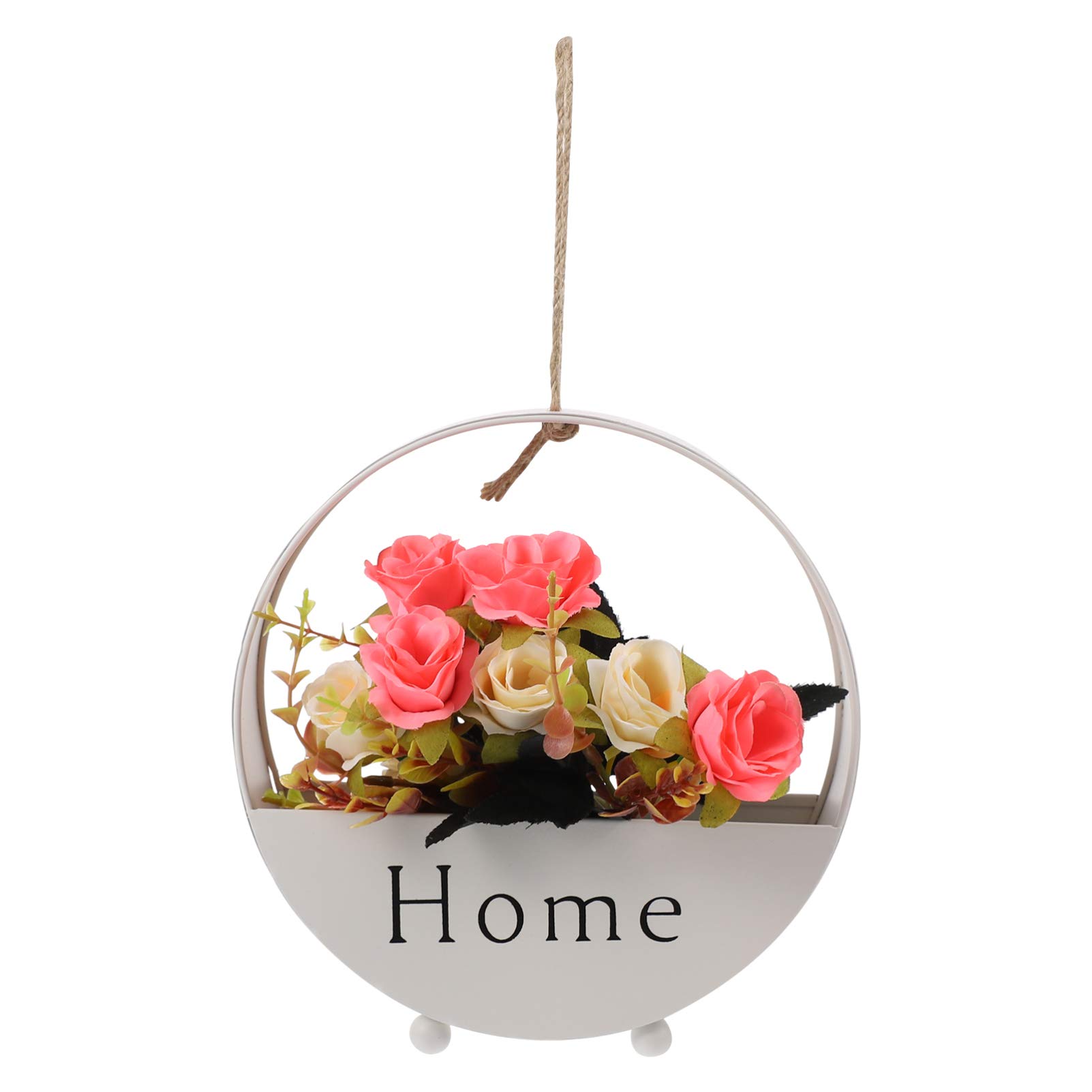 ULTNICE Artificial Hanging Flower Basket - White & Pink Faux Floral Wall Decor for Home, Garden, Patio - 1 Set Simulated Hanging Plant Pot with Realistic Blooms for Indoor & Outdoor Decoration