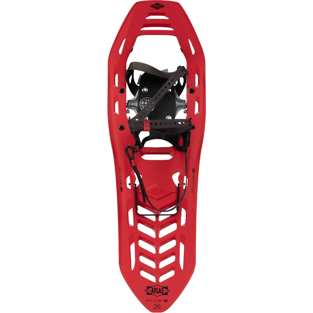 Atlas Helium-BC Snowshoes for Men & Women - Lightweight Aluminum Frame for Winter Hiking & Backpacking - Red, Size 26 - Perfect for Snow Trekking & Outdoor Adventures