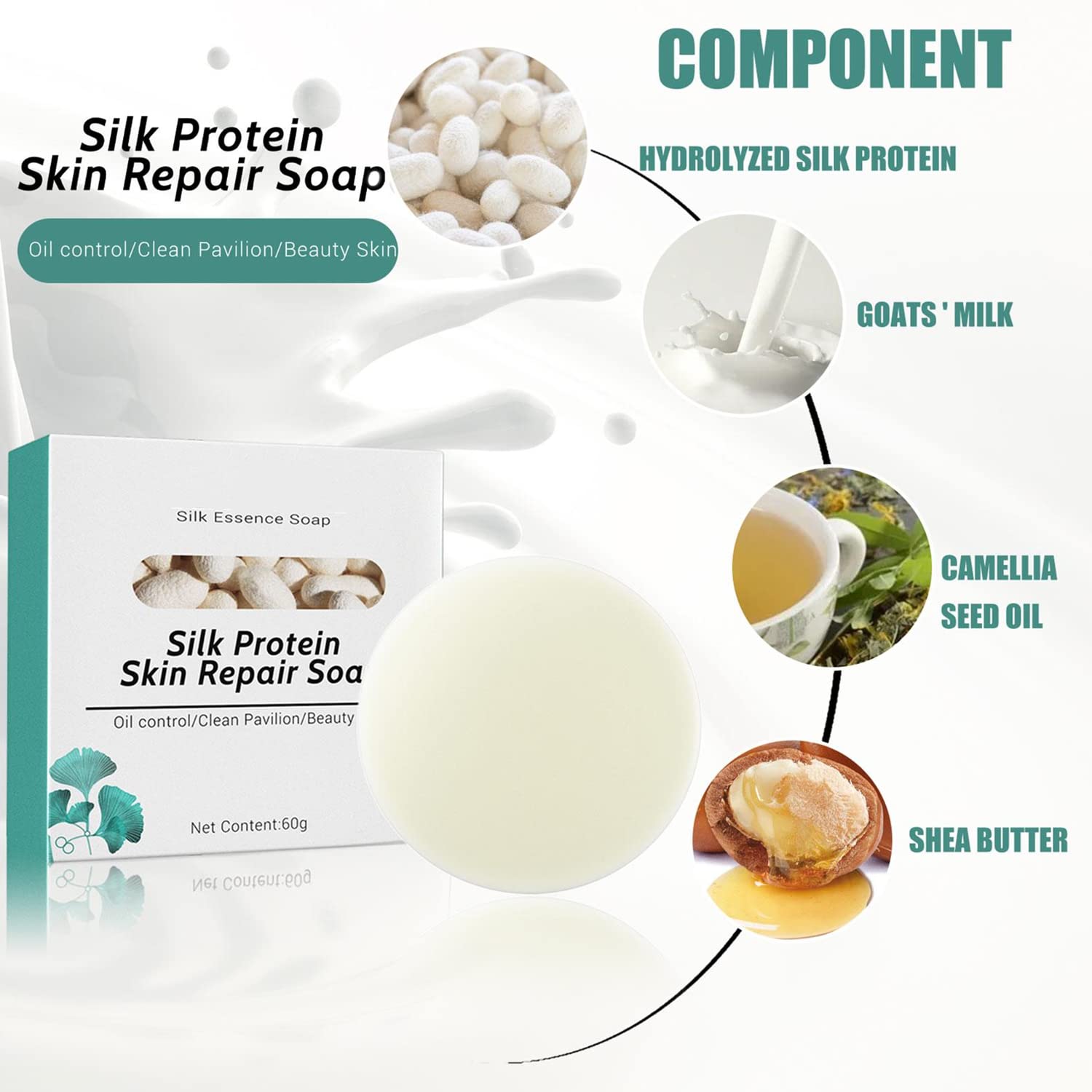 2PCs SkinFerm Collagen Milk Whitening Soap with Silk Protein - Exfoliating & Brightening Bar for Dull, Uneven Skin - Face & Body Wash for Smooth, Soft Complexion - Perfect for Daily Skincare & Glowing Skin Routine