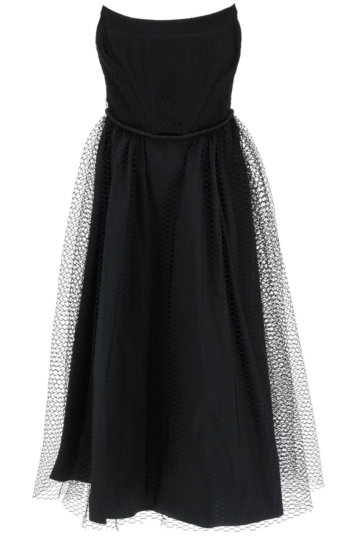 1913 Women's Midi Mesh Bustier Dress - Elegant Lace Bodice & Flowy Skirt for Evening Parties, Date Nights & Special Occasions