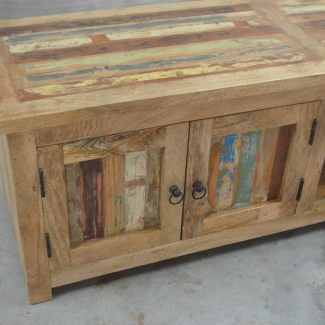 Reclaimed Mango Wood XXL Entertainment TV Stand 210cm - Rustic TV Console for Living Room, Home Theater & Media Storage