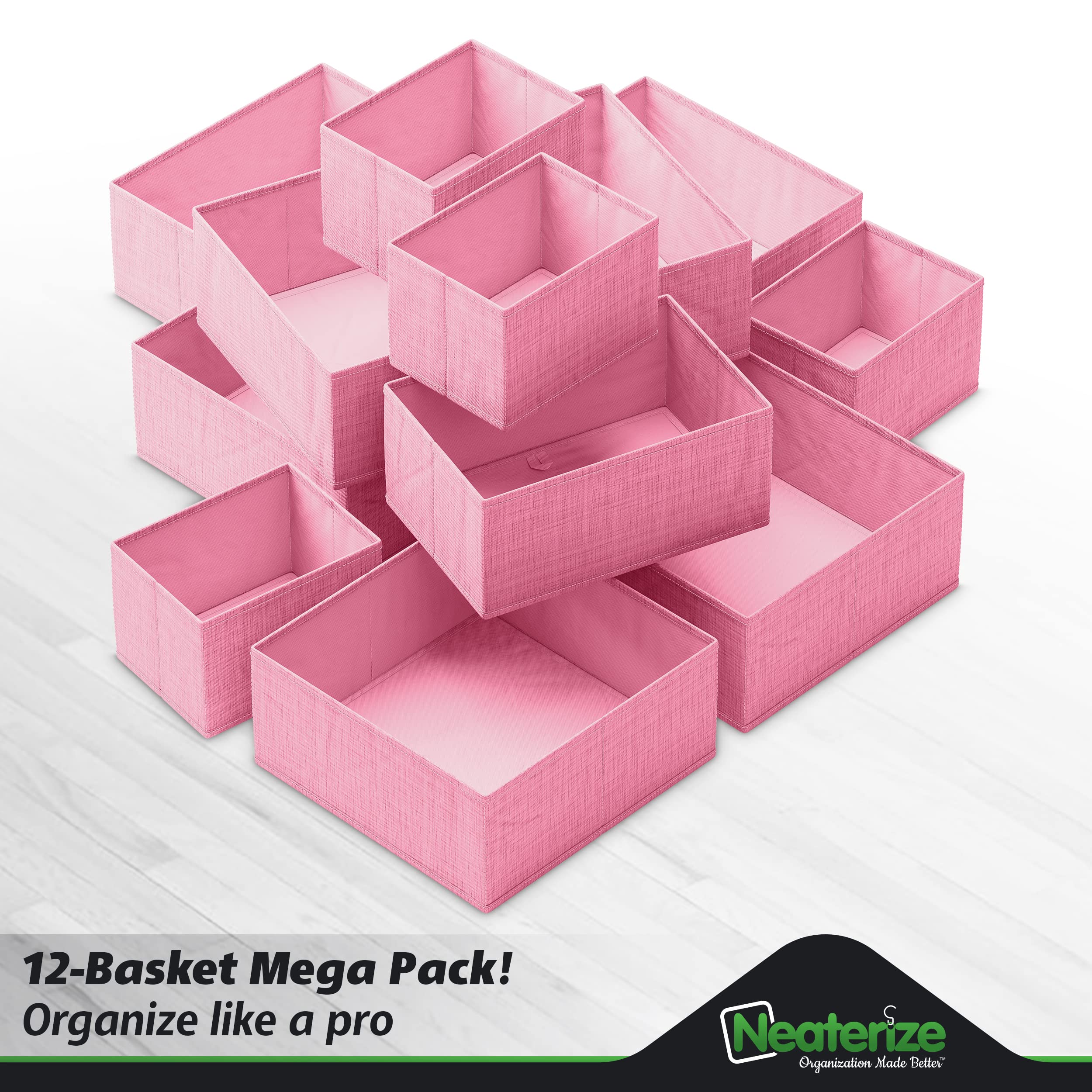 12-Piece Pink Drawer Organizer Set for Clothes - Baby Dresser Organizer for Nursery, Bedroom & Closet Storage - Perfect for Baby Clothes, Socks & Accessories Organization - Ideal for Nursery, Kids Room & Home Organization