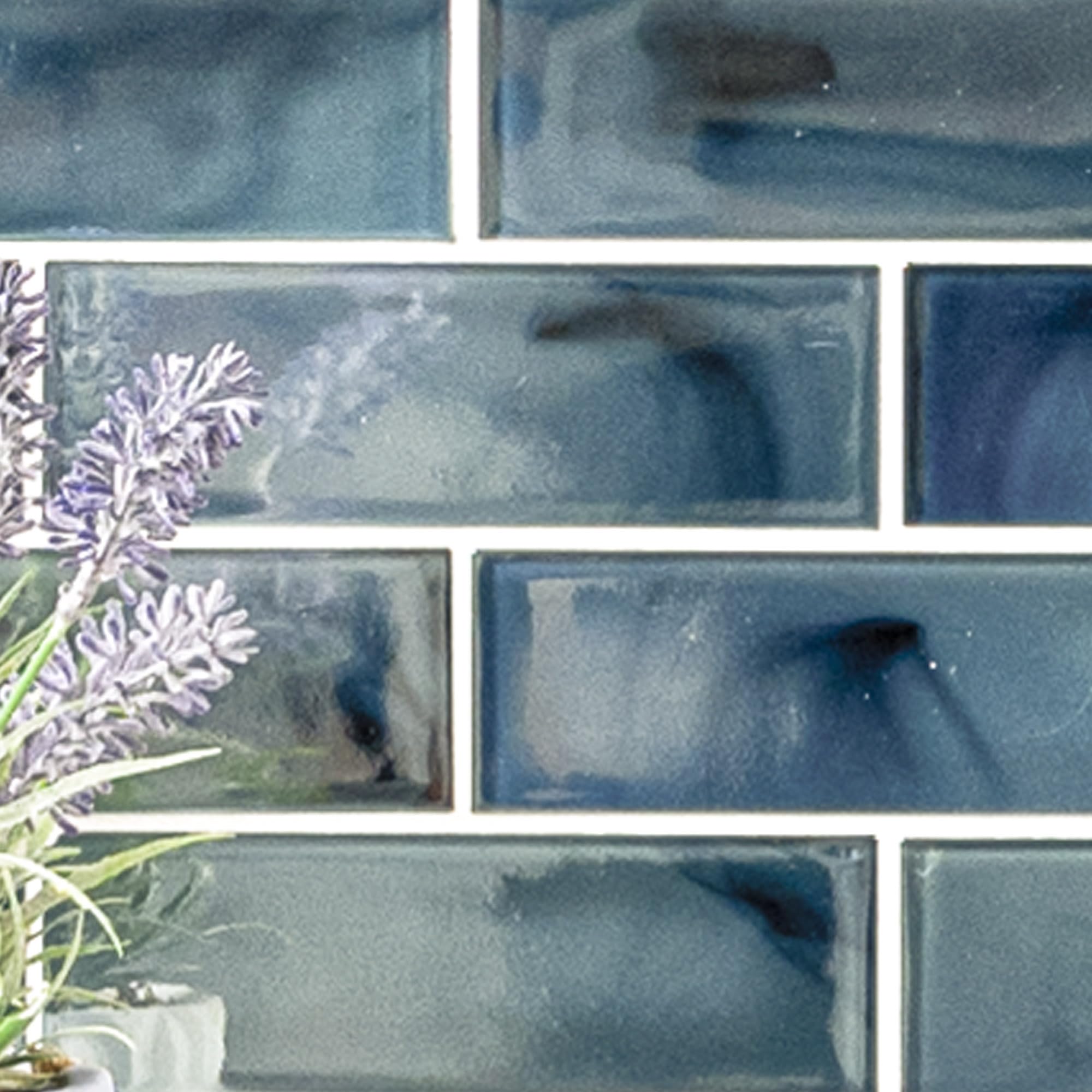 MSI Blue Shimmer 11.75x11.75 Inch Glass Subway Tile - Premium Kitchen Backsplash, Bathroom Wall & Shower Tile (2x6 Inch) - Perfect for Modern Home Renovation, Coastal Decor & Spa-Inspired Bathrooms