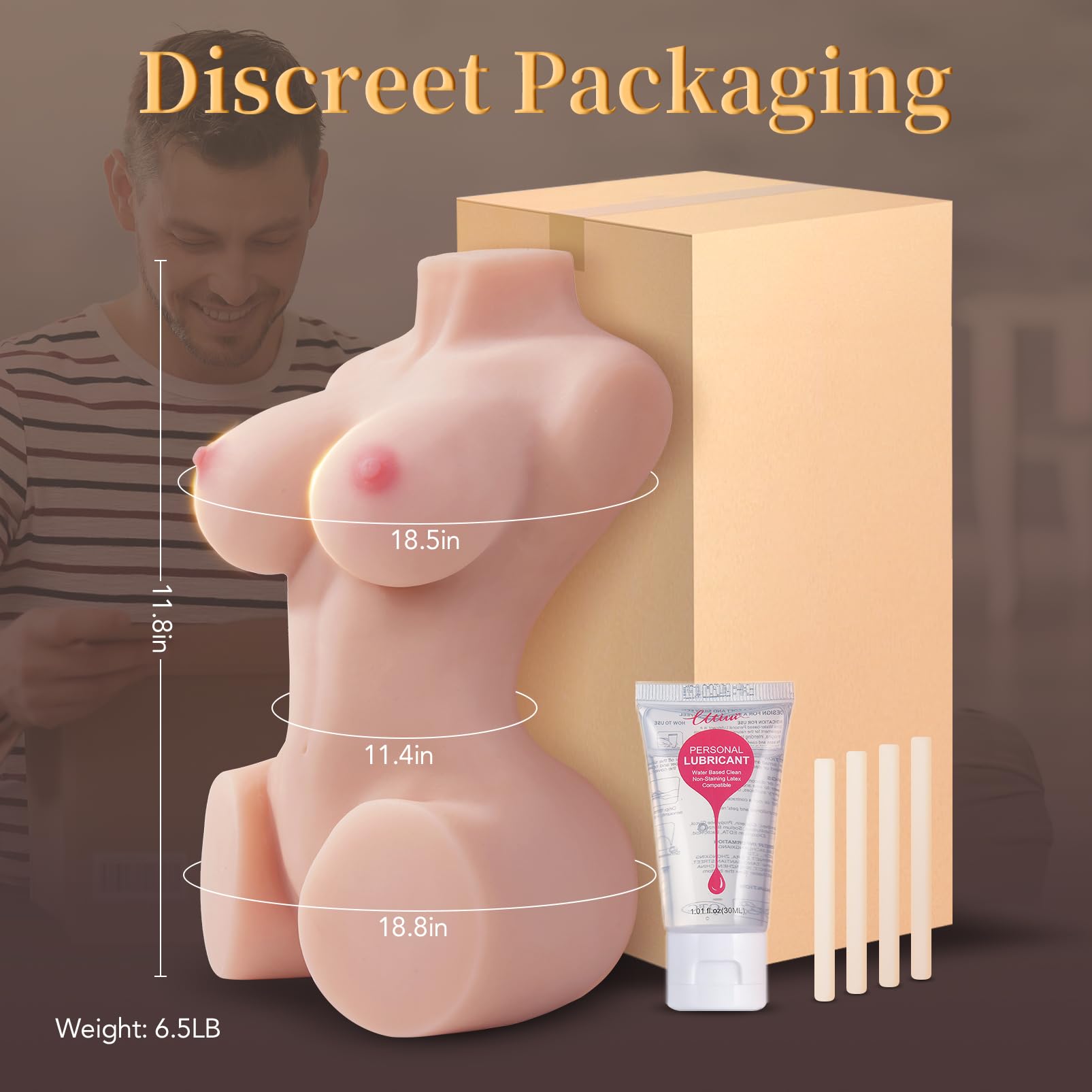 Realistic 6.5LB Silicone Male Masturbator Sex Doll Torso with Vagina & Anal - Hands-Free Adult Sex Toy for Men with Big Breasts & Lifelike Texture | Perfect for Solo Pleasure, Discreet Storage & Enhanced Intimate Experience