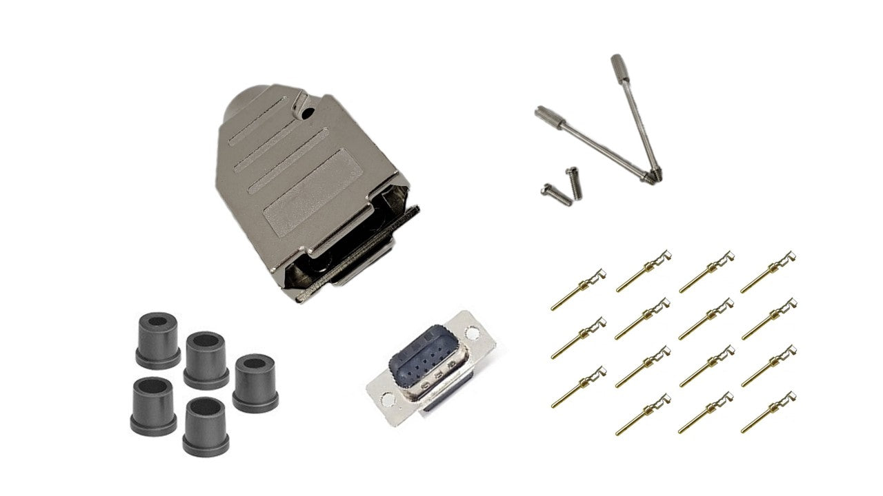 Premium DB15 Male Crimp Kit - High Density, No Ear, Full Profile with Deluxe Metal Hood | Ideal for Industrial Automation, CNC Machines & Audio/Video Equipment | Compare at Amazon Price $18.49