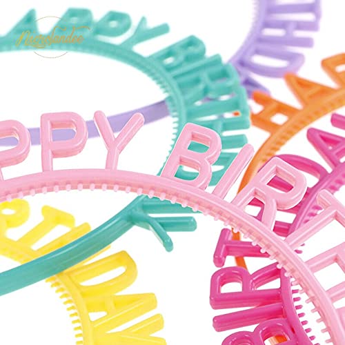 Happy Birthday Hair Hoop for Girls - Orange Plastic Party Headband with Teeth - Pack of 1 - Perfect for Birthday Parties, Costumes & Celebrations