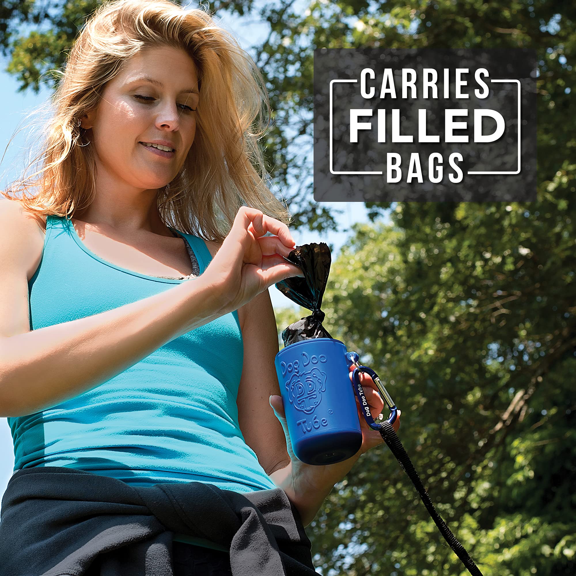 **Eco-Friendly Reusable Dog Waste Bag Holder - Odor & Germ Proof Dog Poop Tube Dispenser for Clean Walks (Blue) - Perfect for Park Visits, Hiking & Daily Dog Walks**
