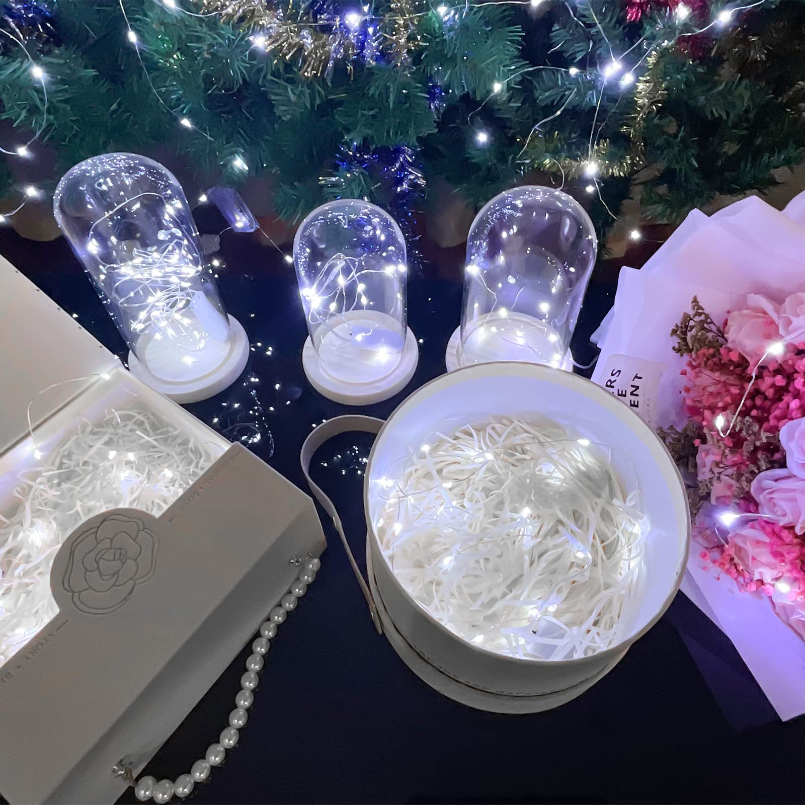 10 Pack Fairy Lights Battery Operated String Lights - 10 LED on 3.3ft Silver Copper Wire - Cool White - Perfect for Wedding Decor, Christmas Tree, Party, Gift Wrapping & Home Decoration