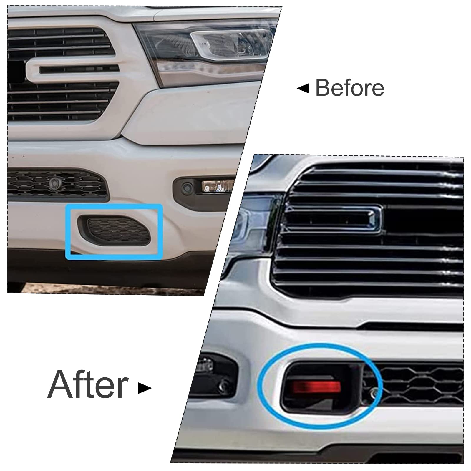 Heavy Duty Front Tow Hooks Pair for 2019-2022 Dodge Ram 1500 3.0L 3.6L 5.7L Engine - Direct Replacement for OEM# 68272945AB & 68272944AB - Off-Road Recovery & Truck Accessories (Red)
