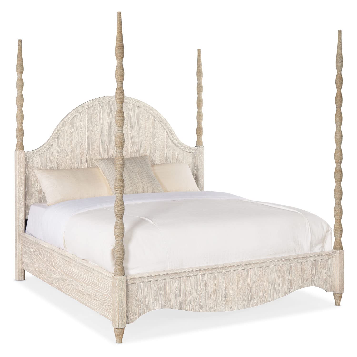 Hooker Furniture Serenity Surf Jetty California King Poster Bed - Coastal Style Bedroom Furniture for Master Suite & Guest Room Decor