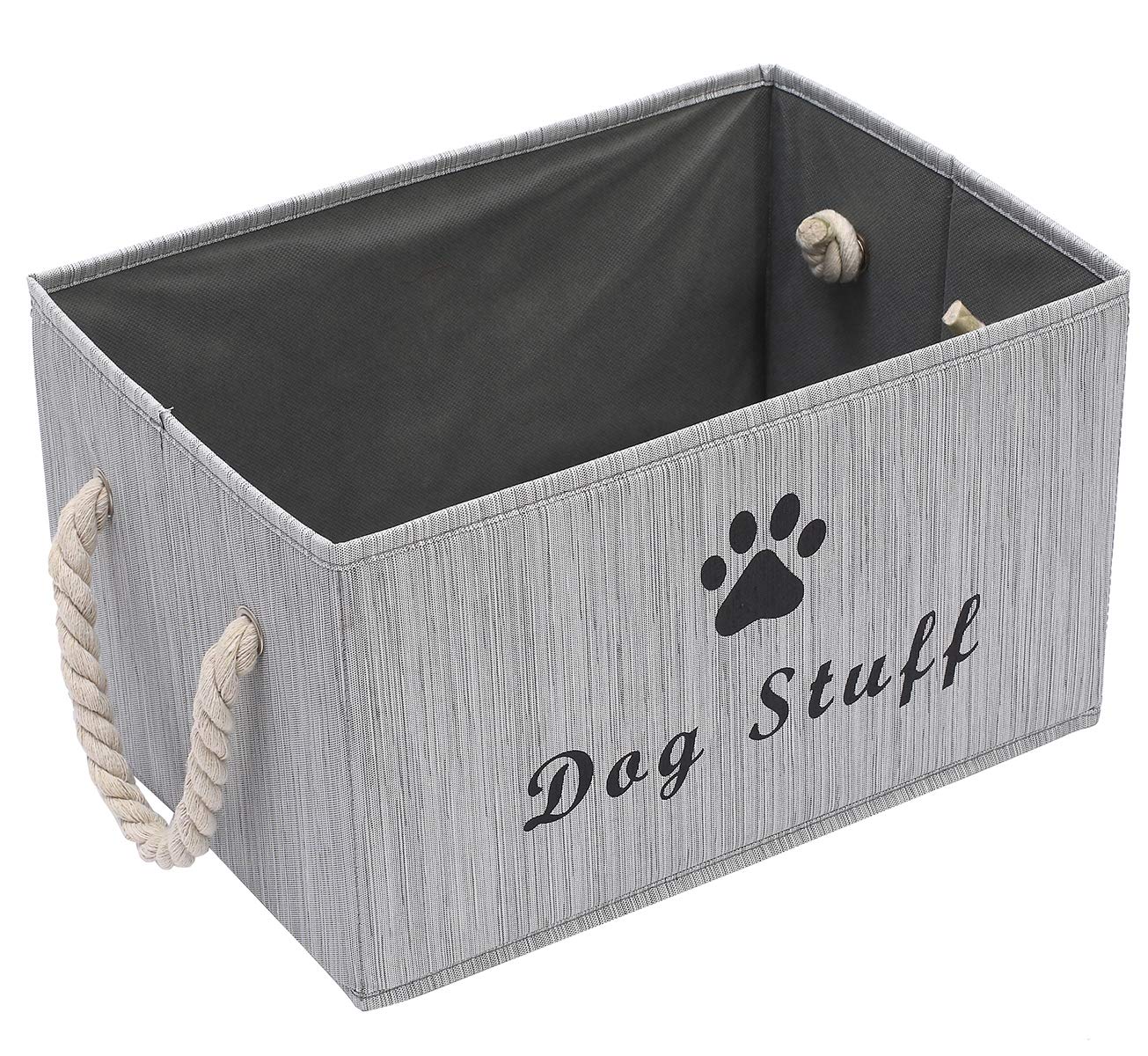 Morezi Canvas Pet Toy Storage Bin & Organizer Basket - Grey - Perfect for Pet Toys, Blankets, Leashes & Food Storage - Ideal for Living Room, Bedroom or Pet Play Area Organization