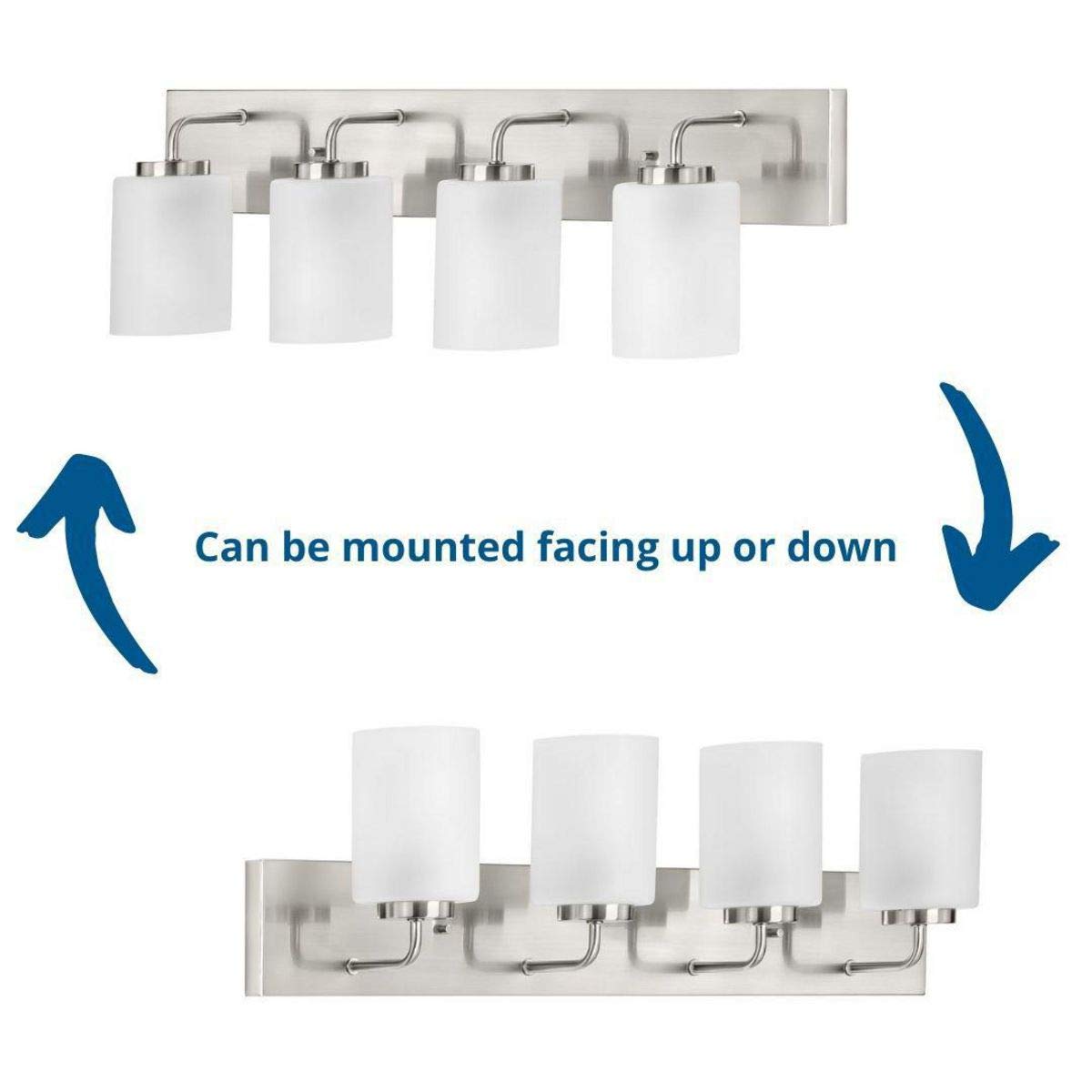 Progress Lighting Merry Collection 4-Light Brushed Nickel Bathroom Vanity Light with Etched Glass Shades - Perfect for Modern and Transitional Bathroom Decor