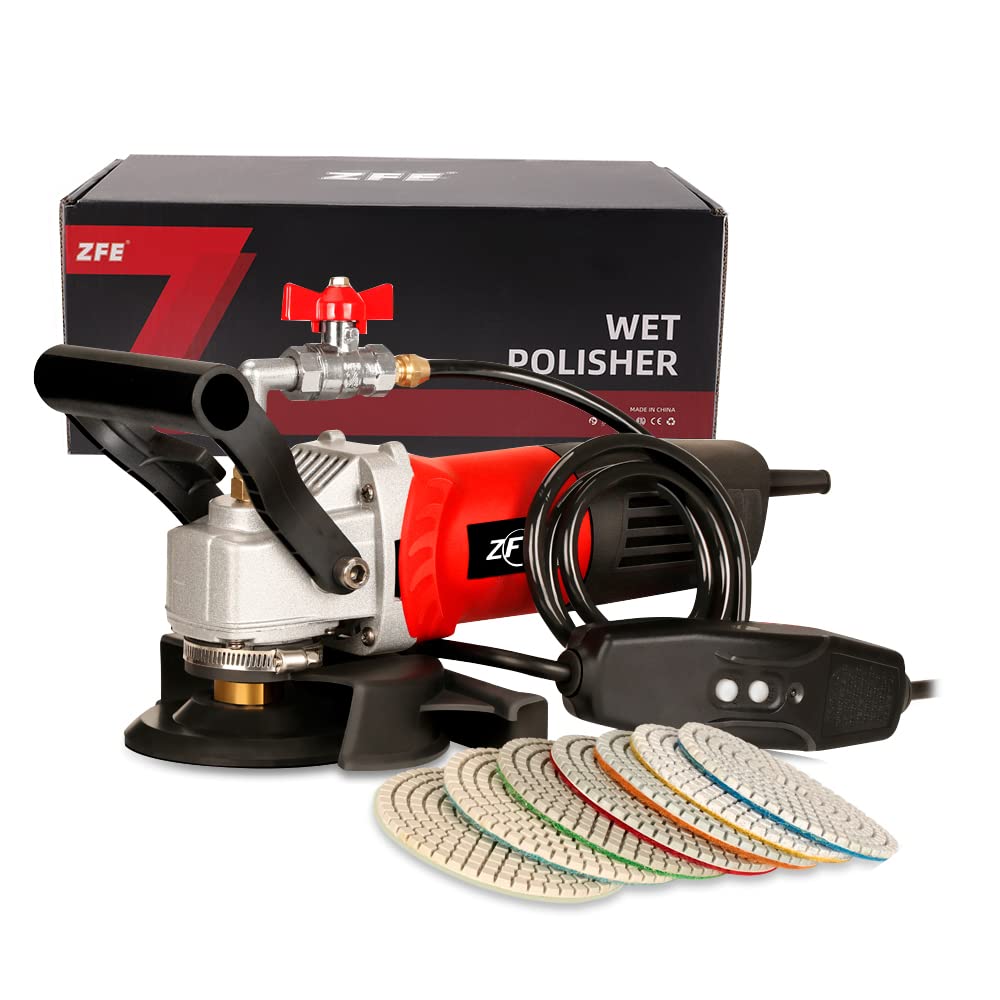 800W 110V Variable Speed 4-Inch Wet Polisher Grinder with Diamond Polishing Pads - Professional Stone Polishing Tool for Granite, Marble, Concrete & Natural Stone - Perfect for Countertops, Floors & DIY Home Renovation Projects