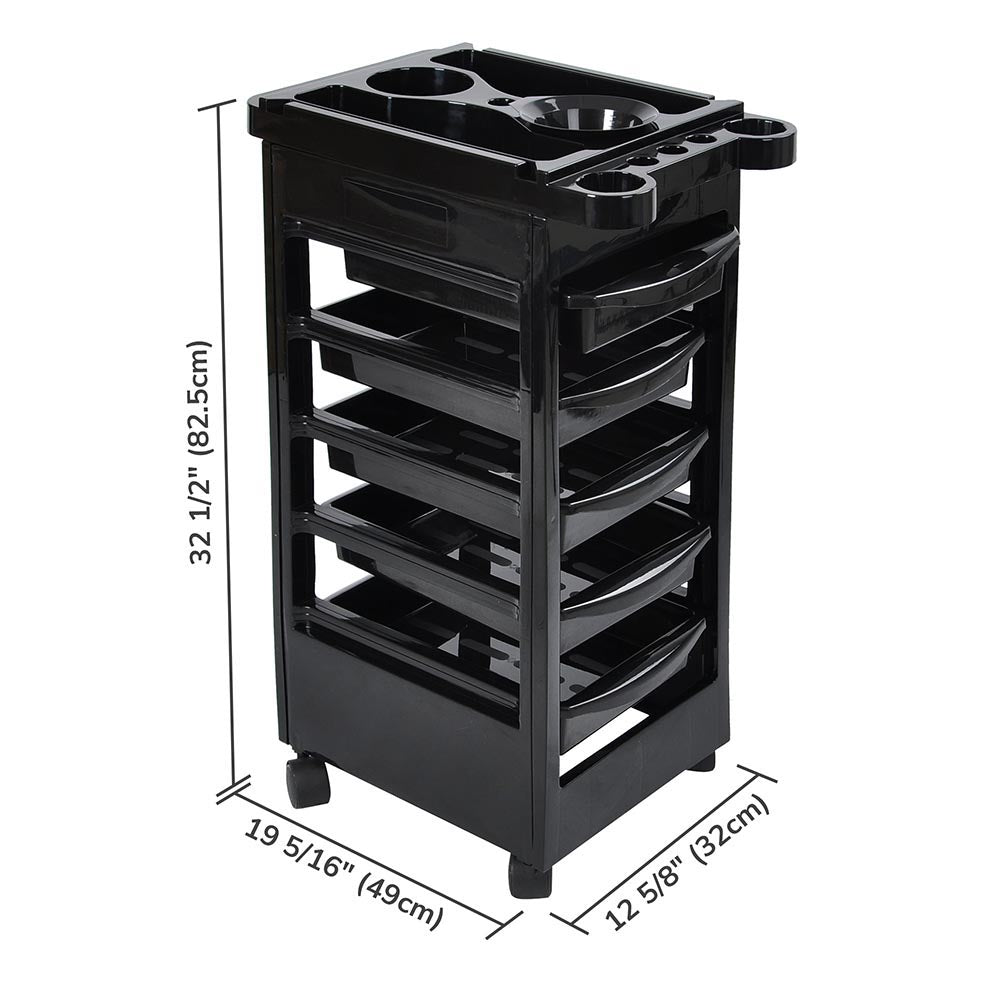 5-Drawer Rolling Hair Salon Cart with Color Tray - Mobile Styling Station for Salon Professionals | Perfect for Hair Color Mixing, Styling Tools Organization & Salon Mobility