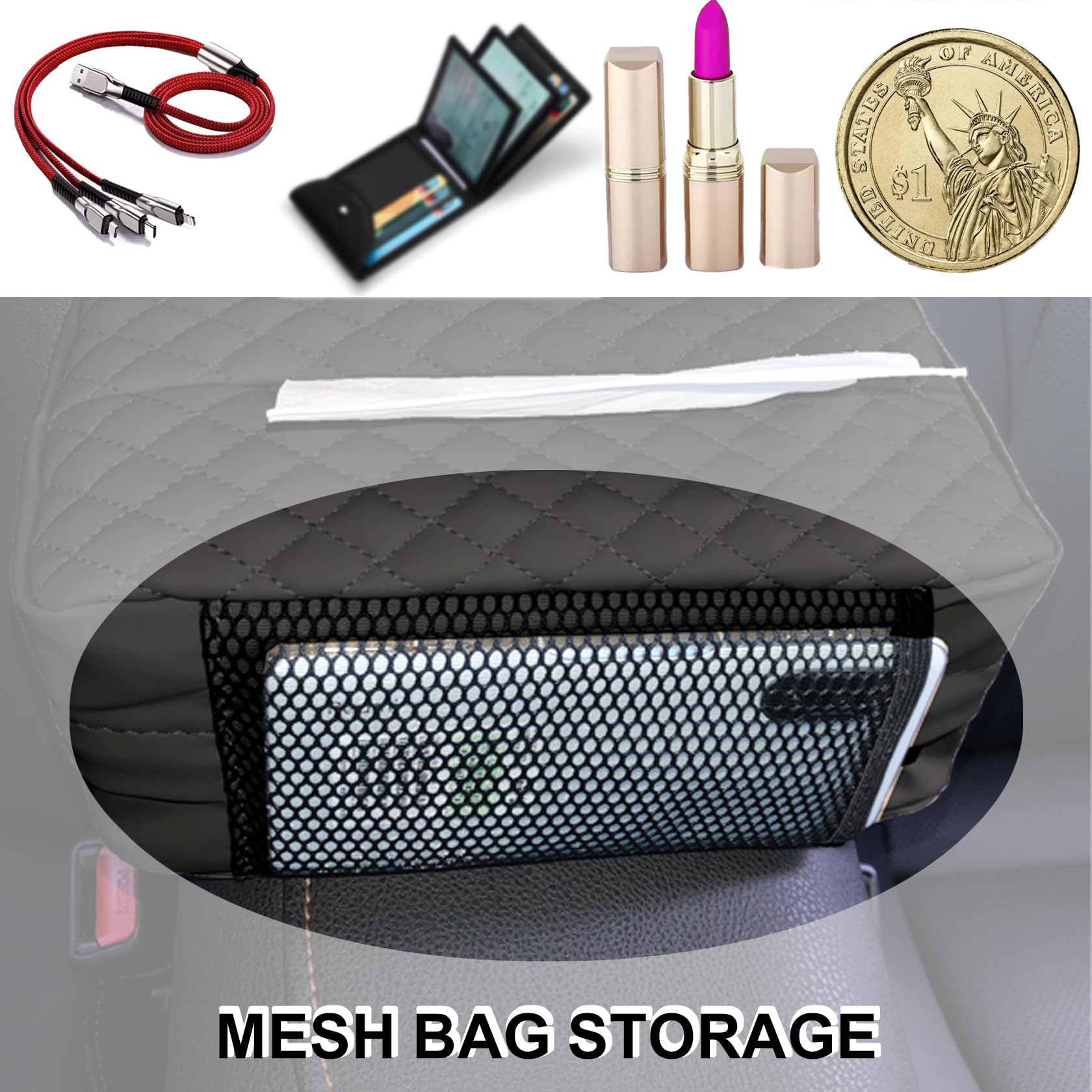 Premium Black Car Tissue Holder - Universal 120 Standard Size Tissue Box Dispenser for Auto Headrest | Car Napkin Organizer with Secure Fit | Perfect for Road Trips, Daily Commutes & Family Travel Accessories