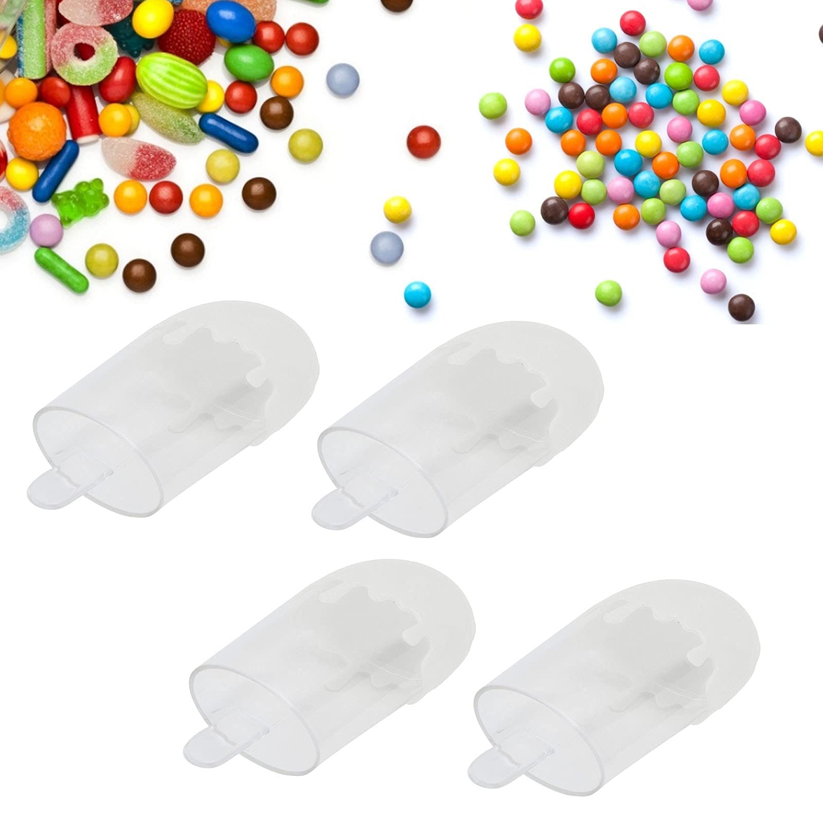 12-Piece Reusable Plastic Ice Cream Shaped Candy Storage Containers - 4.3x2.0 Inch White Candy Jars for Wedding Favors, Party Treats & Dessert Display - Perfect for Candy Buffets, Birthday Parties & Baby Showers