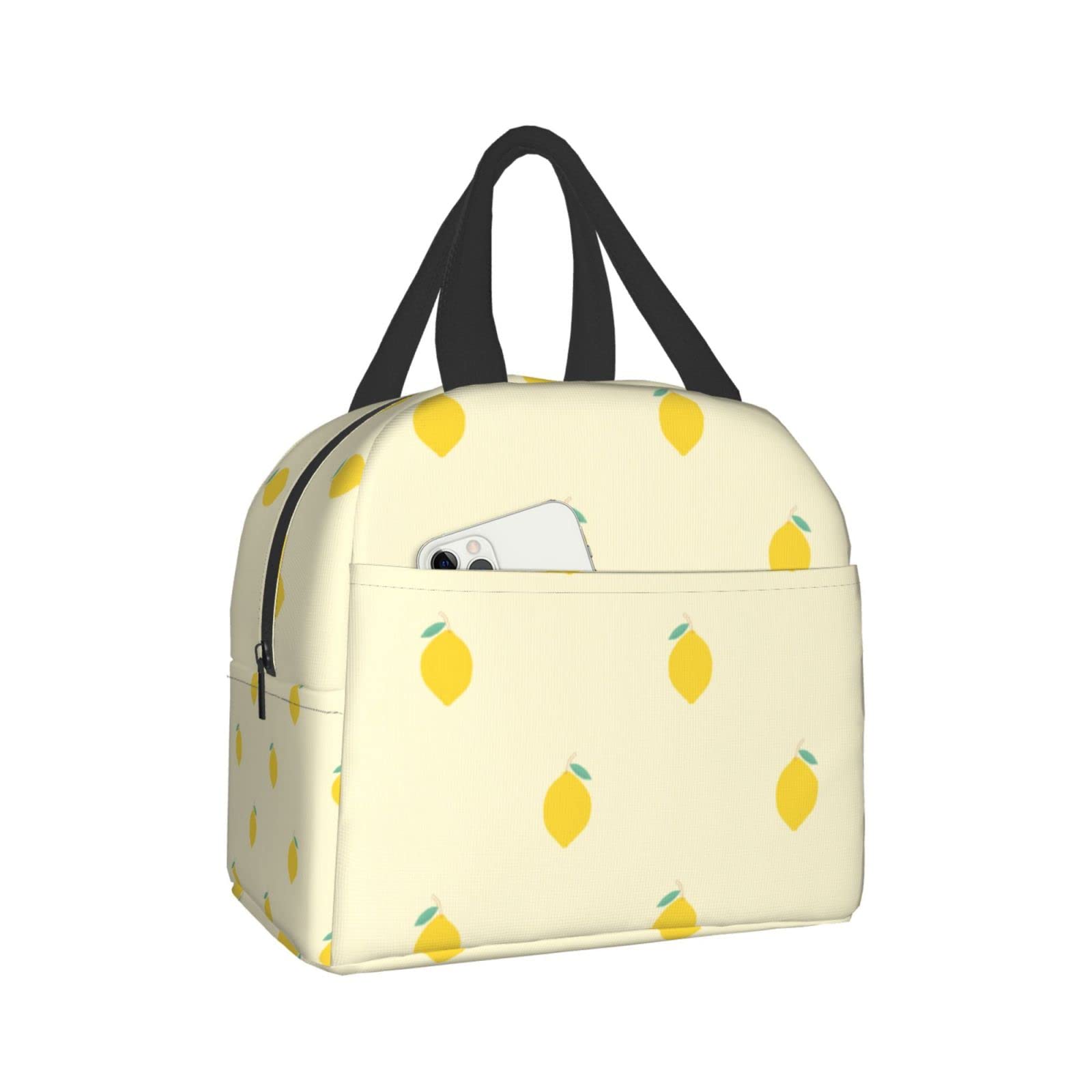 Senheol Insulated Lunch Box - Aesthetic Lemon Design, Reusable Lunch Bag for Women & Men, Perfect for Office, School, Camping, Hiking, Picnic, Beach & Travel - Keep Food Fresh for Hours