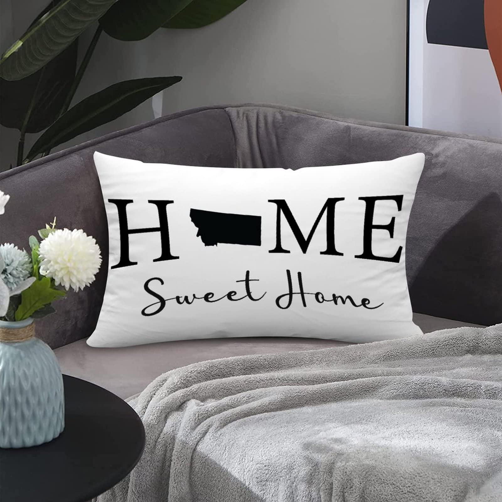 Montana State Map Decorative Throw Pillow Covers - 12x20 Inch Farmhouse Style Home Sweet Home Cushion Covers for Living Room, Bedroom & Sofa Decor - Perfect for Cozy Farmhouse, Rustic Cabin or Western Home Decor