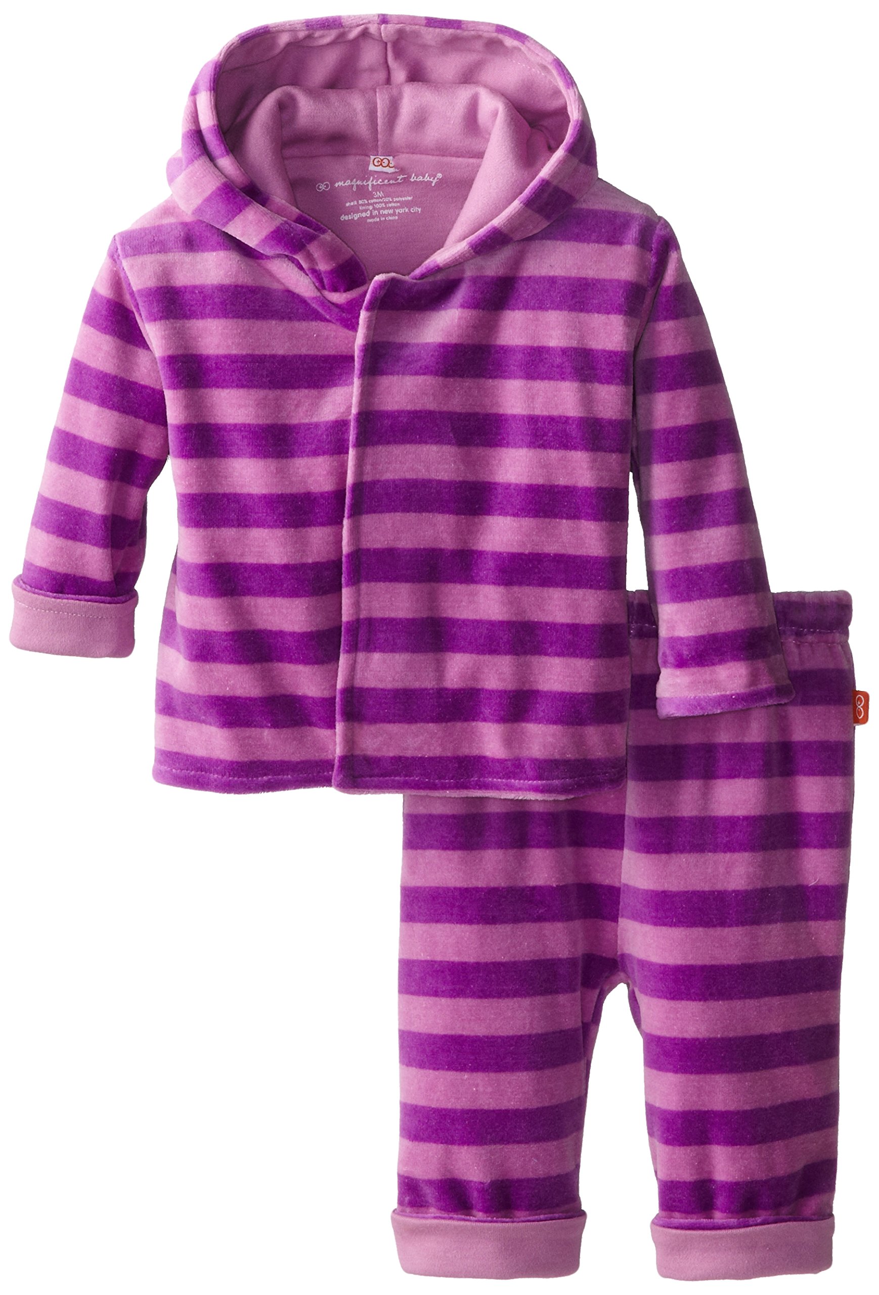 Pink Lavender Velour Hoodie & Pants Set for Baby Girls - Cozy Outfit for Playtime