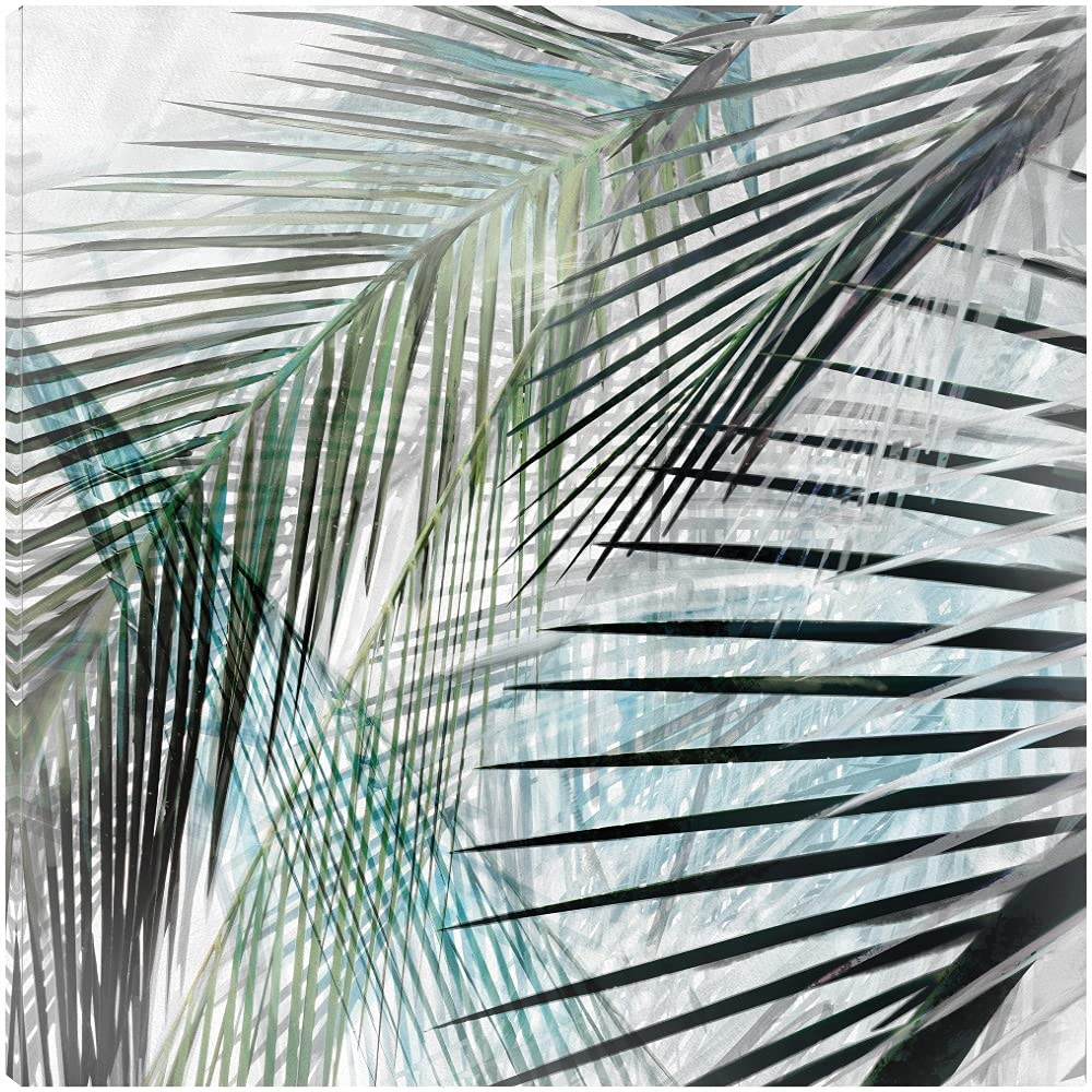 Tropical Breeze Canvas Wall Art - Hand-Painted Fine Art Decor for Living Room, Bedroom, Office & More - 22x22 Inch Ready to Hang Painting - Perfect for Coastal, Boho & Modern Home Decor