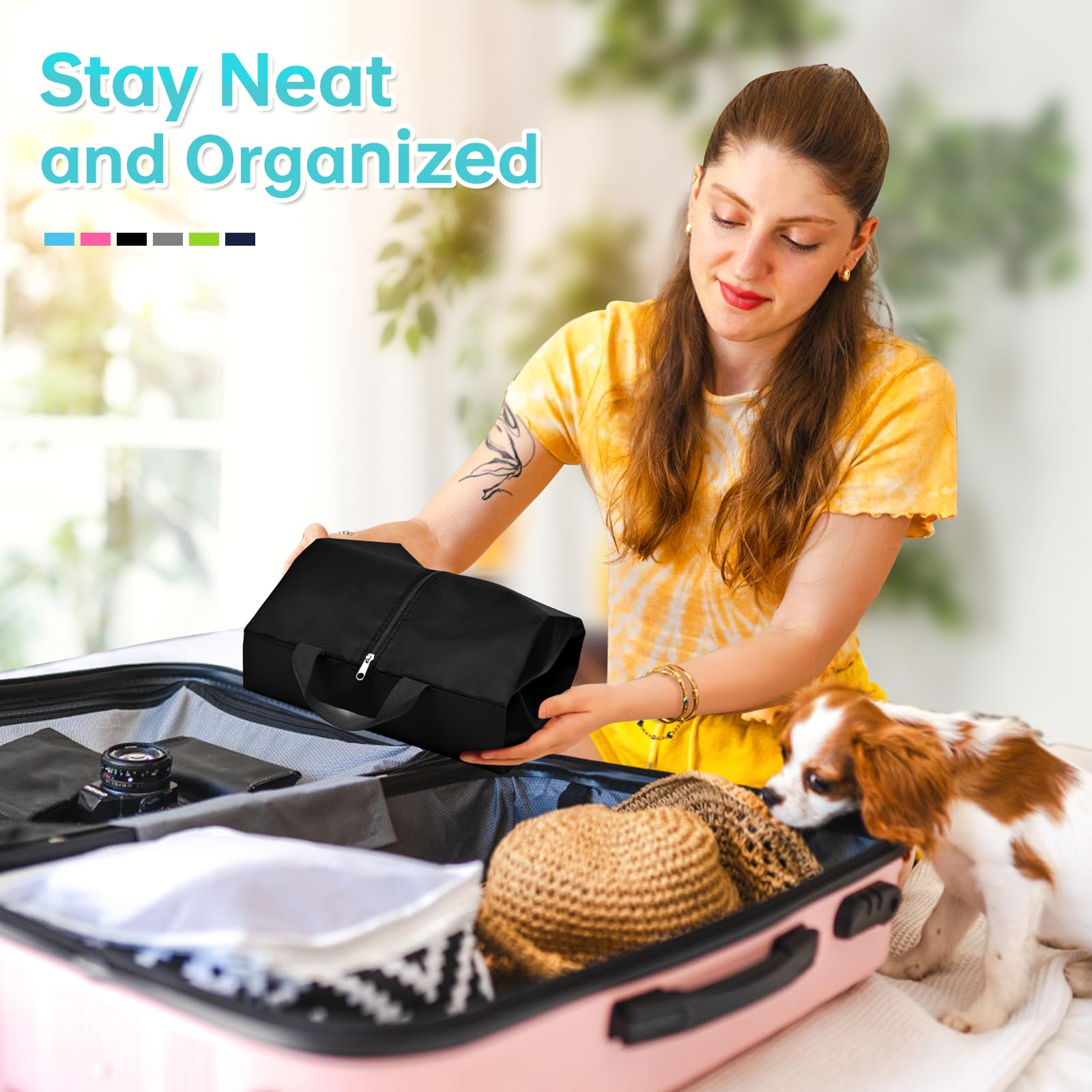 Waterproof & Dustproof Shoe Bags for Travel - 3 Pack Reusable Shoe Storage Organizers for Suitcase, Gym & Airplane - Essential Travel Accessories for Women & Men (Small/Medium/Large) | Perfect for Packing Shoes, Protecting Luggage & Keeping Clothes Clean