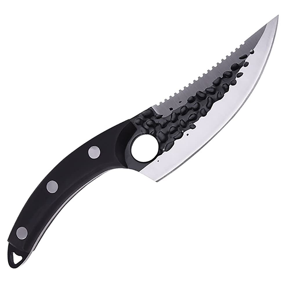 Viking Forged High Carbon Steel Boning Knife - Serbian Jagged Fish Scale Design - Professional Butcher & Kitchen Knife Set for Meat Cutting, Fish Filleting & Cooking | BY ZZYY | Perfect for Home Chefs, BBQ Enthusiasts & Professional Kitchens