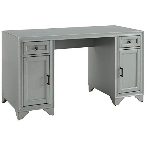 Crosley CF6513-GY Tara Distressed Gray Writing Desk - Vintage Style Home Office Furniture for Small Spaces, Study & Work from Home