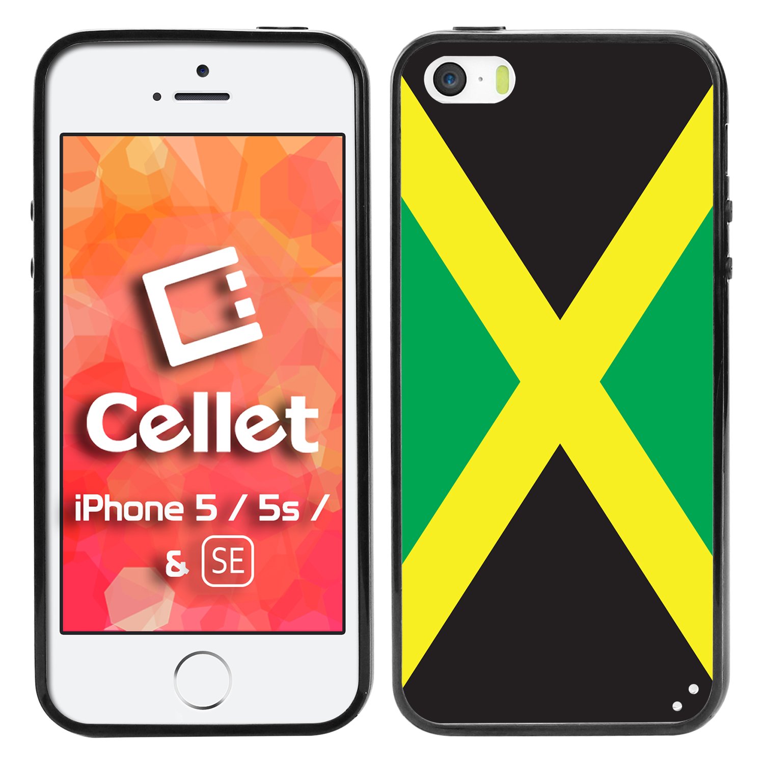 Cellet Proguard Jamaican Flag Design Case for Apple iPhone 5 - Black | Durable Protective Cover for Everyday Use & Travel