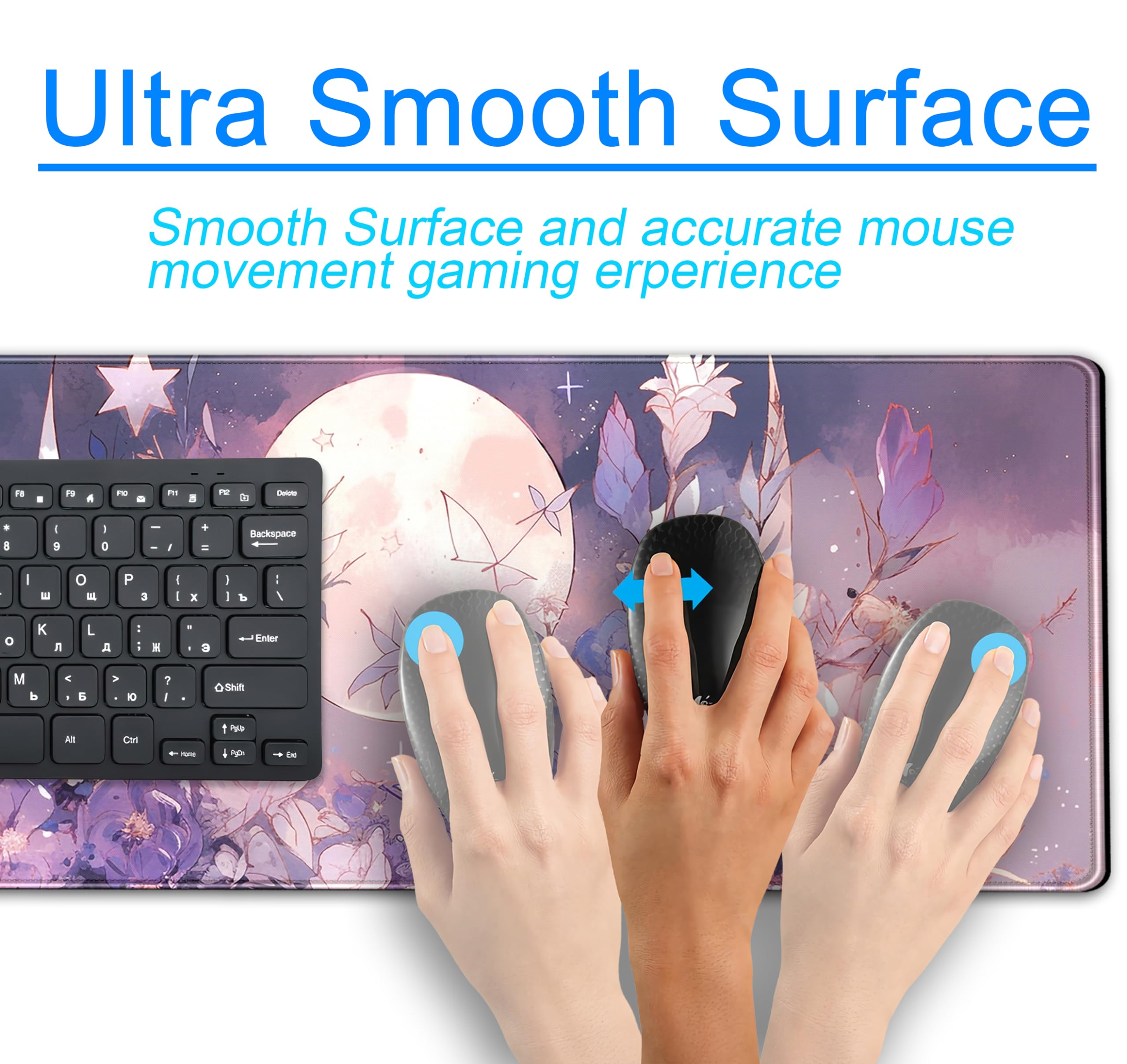 Pastel Purple Floral Gaming Mouse Pad - Extra Large 31.5