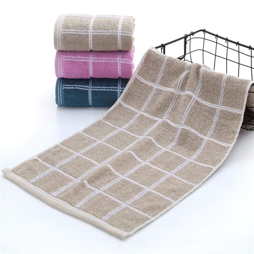 Soft Plaid Cotton Face Towel for Adults - Absorbent & Thickened Washcloth for Skincare, Makeup Removal & Household Use - Gentle Exfoliating Bath & Beauty Towel Set