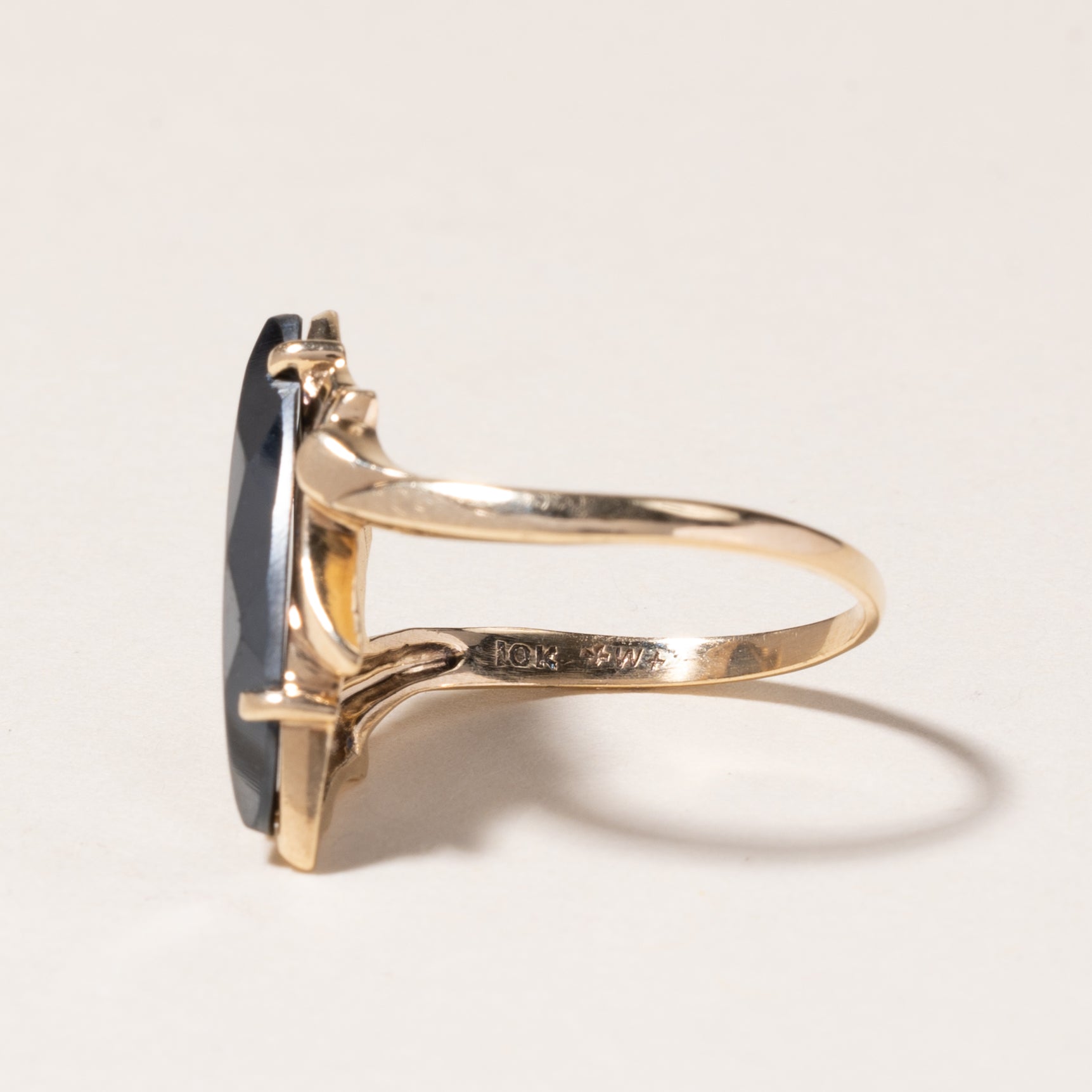 10K Yellow Gold Hematite Ring for Women | 2.09ct Genuine Hematite Stone | Size 6.25 | Elegant Stackable Ring for Everyday Wear, Gift Giving & Special Occasions