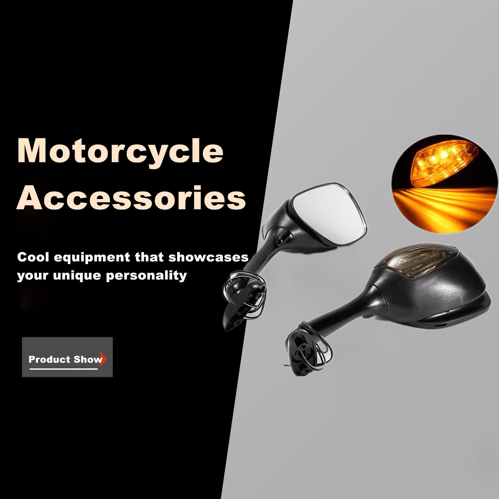 LABLT Smoke Turn Signal Rear View Mirrors Replacement for Suzuki GSXR 600 750 1000 (2001-2016) - Black - Perfect for Motorcycle Safety & Customization