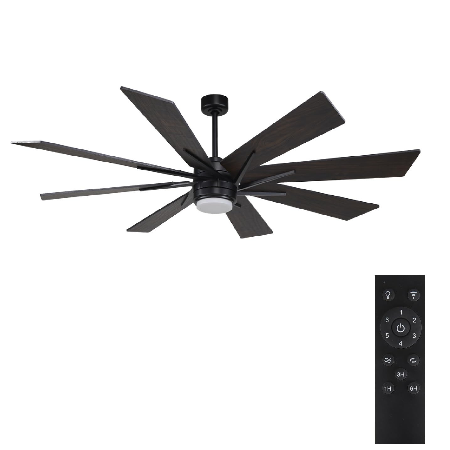 72 Inch Black Indoor Ceiling Fan with Light & Remote Control - Reversible DC Silent Motor, 110V ETL Certified - Perfect for Living Room, Dining Room, Bedroom, Basement & Kitchen - Energy Efficient Cooling & Stylish Home Decor